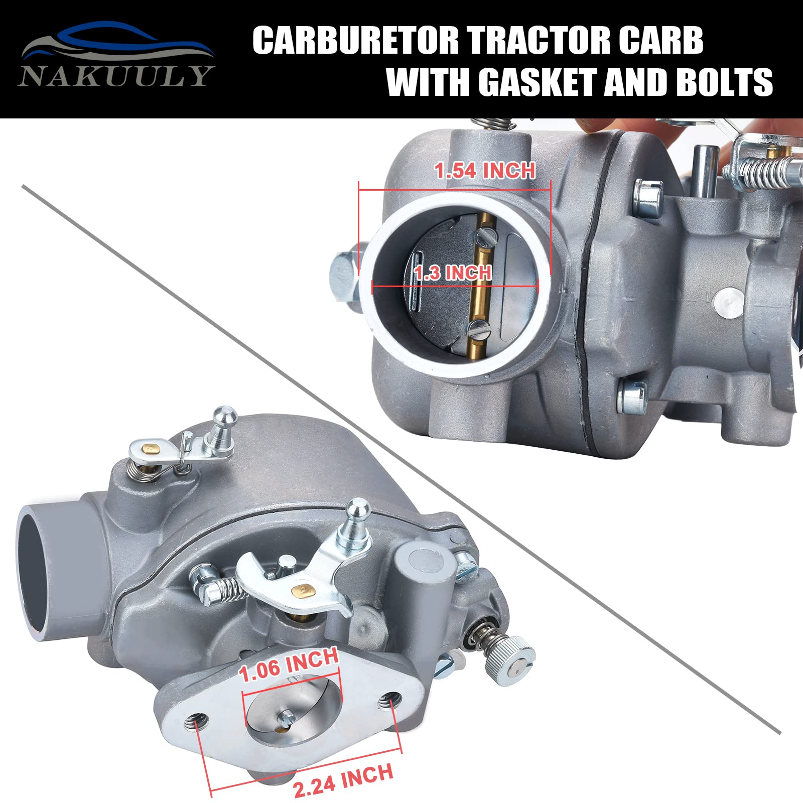 Nakuuly 8N9510C Marvel Schebler Carburetor For Ford Tractor With Gasket And Bolts Compatible With Ford Tractor 2N 8N 9N 1939-195