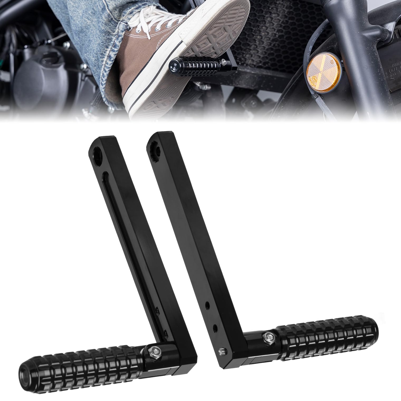 KEMIMOTO Universal Motorcycle 7/8-1.25'' Highway Pegs Adjustable Footpeg Kit Compatible with 22-32 mm diameter frame bars & cras