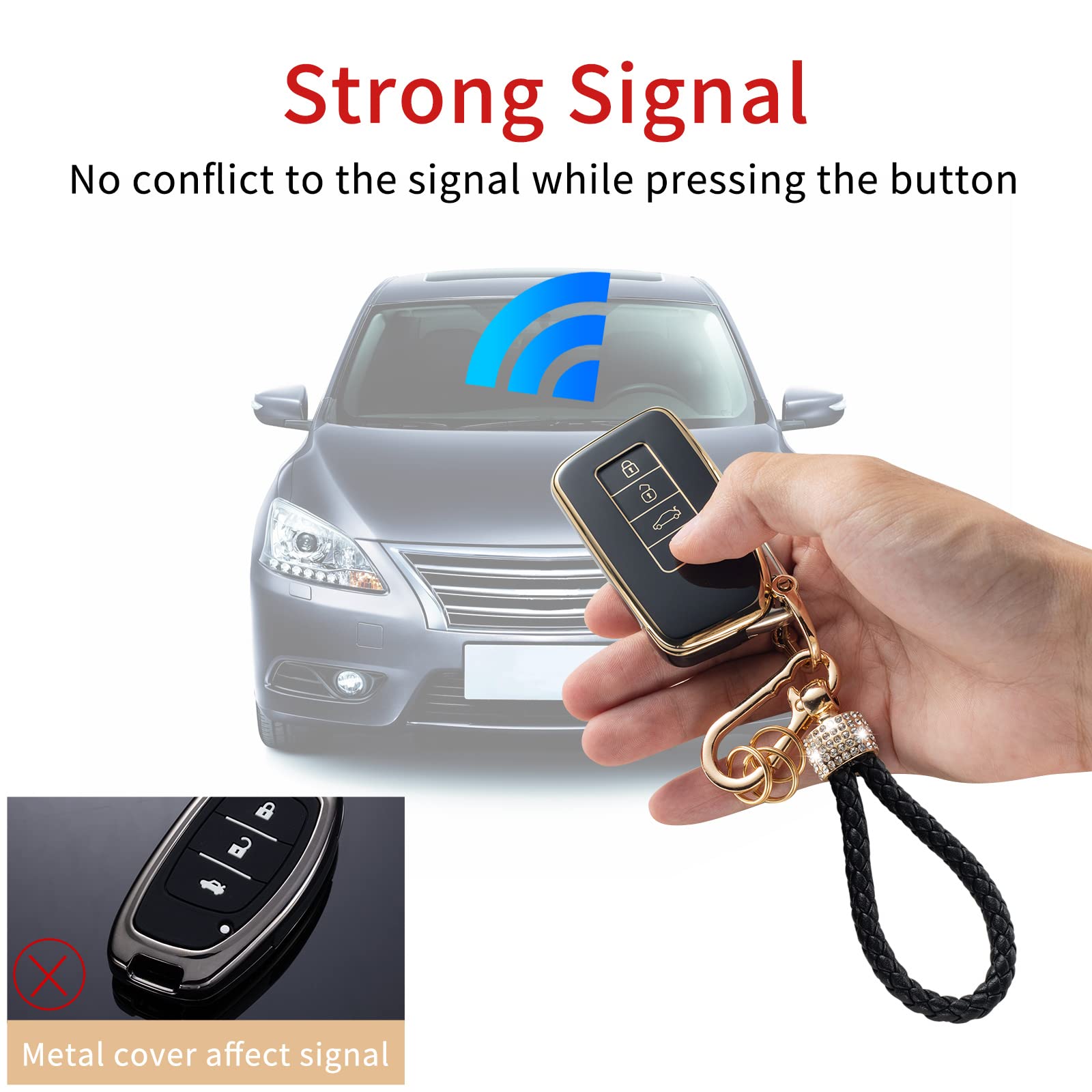 Gematay For Lexus Key Fob Cover With Keychain Lanyard, Soft Tpu Key Fob Protector Compatible With Lexus Rx Is Es Gs Ls Nx Rs Gx