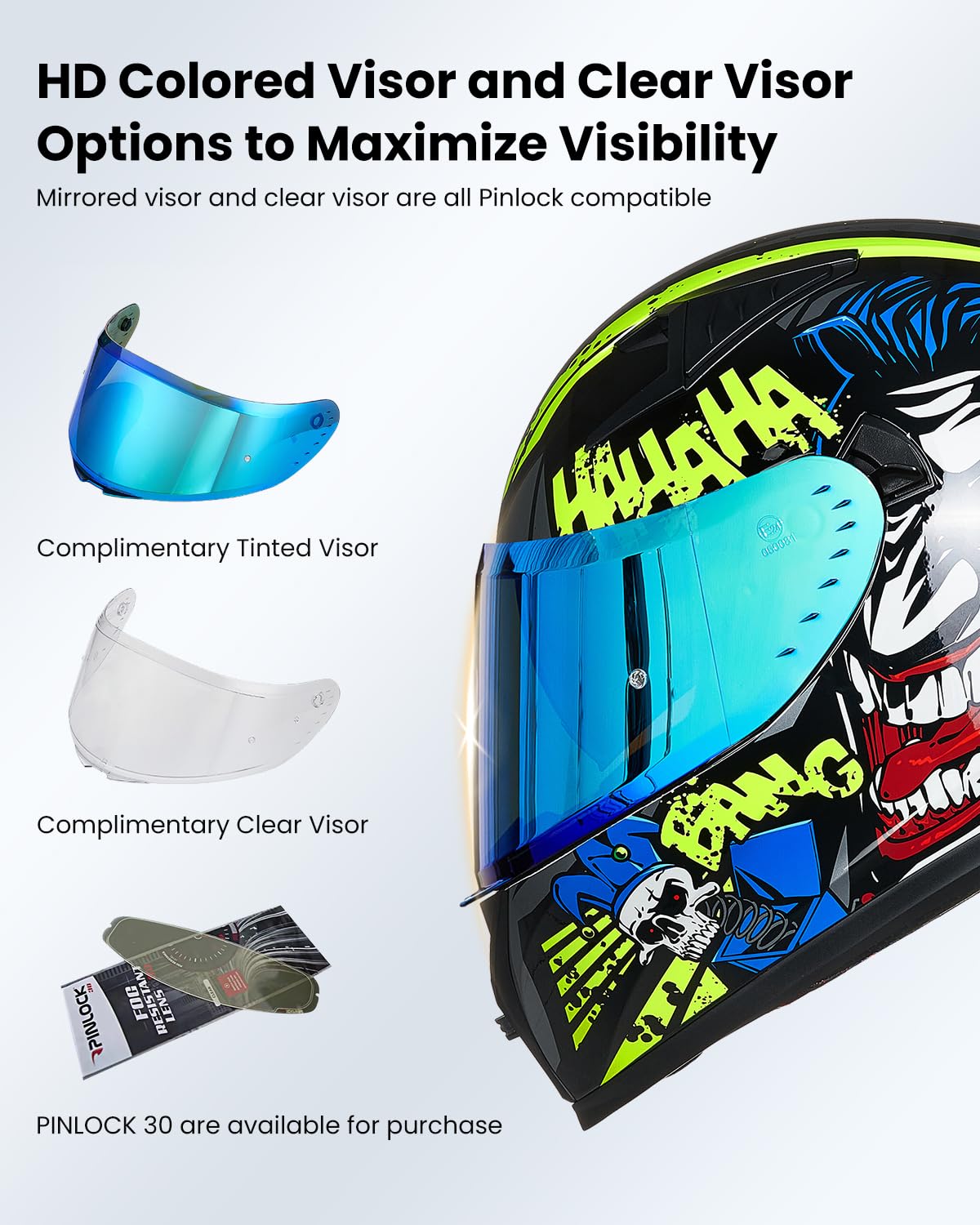 Ilm Motorcycle Helmet Full Face With Pinlock Compatible Clear&Tinted Visors And Fins Street Bike Motocross Casco Dot Model Z501(Surprise Yellow, Xx-Large)