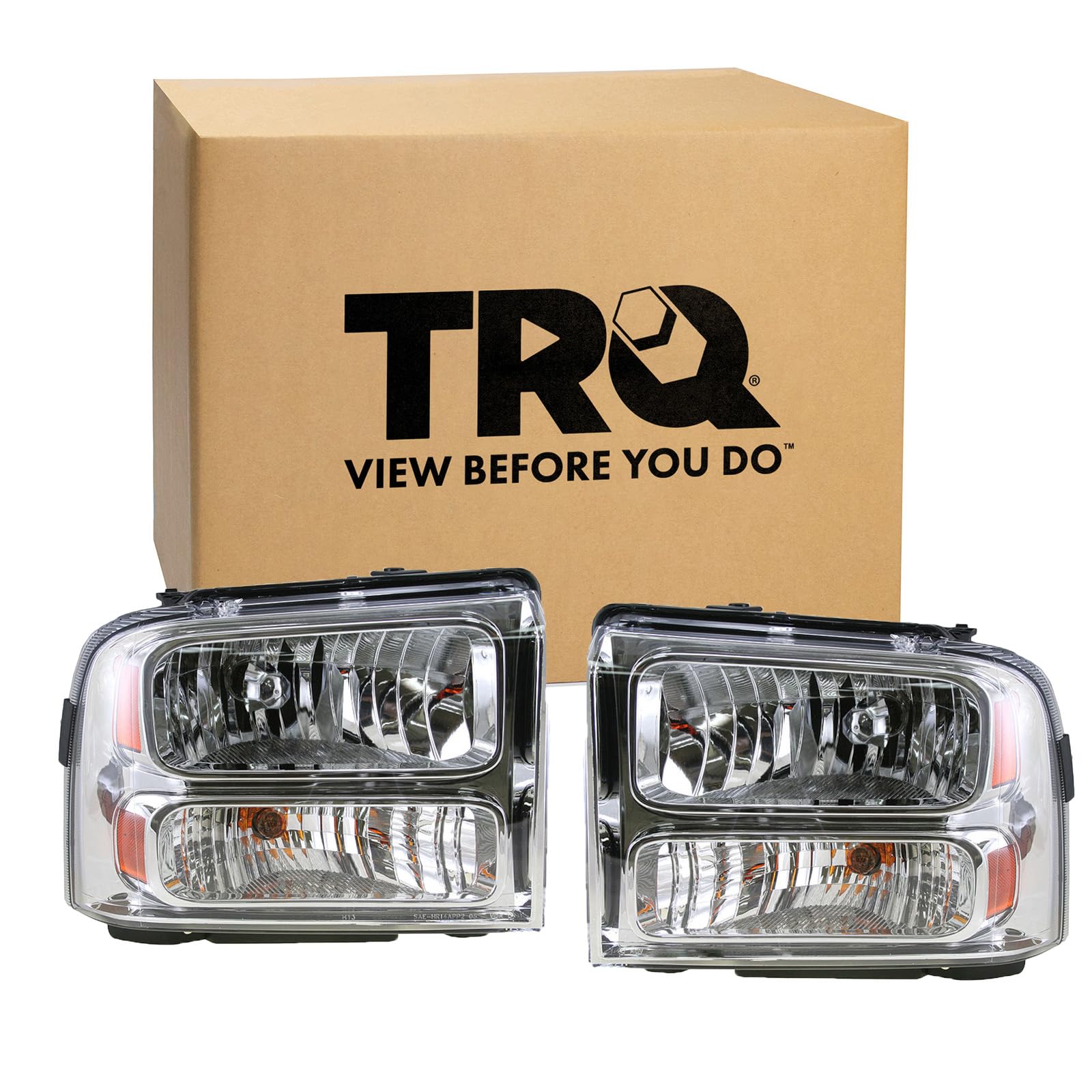 Trq Driver & Passenger Side Headlight Assembly Set Headlights Driver & Passenger Side Compatible With 2005 Ford Excursion 2004-2
