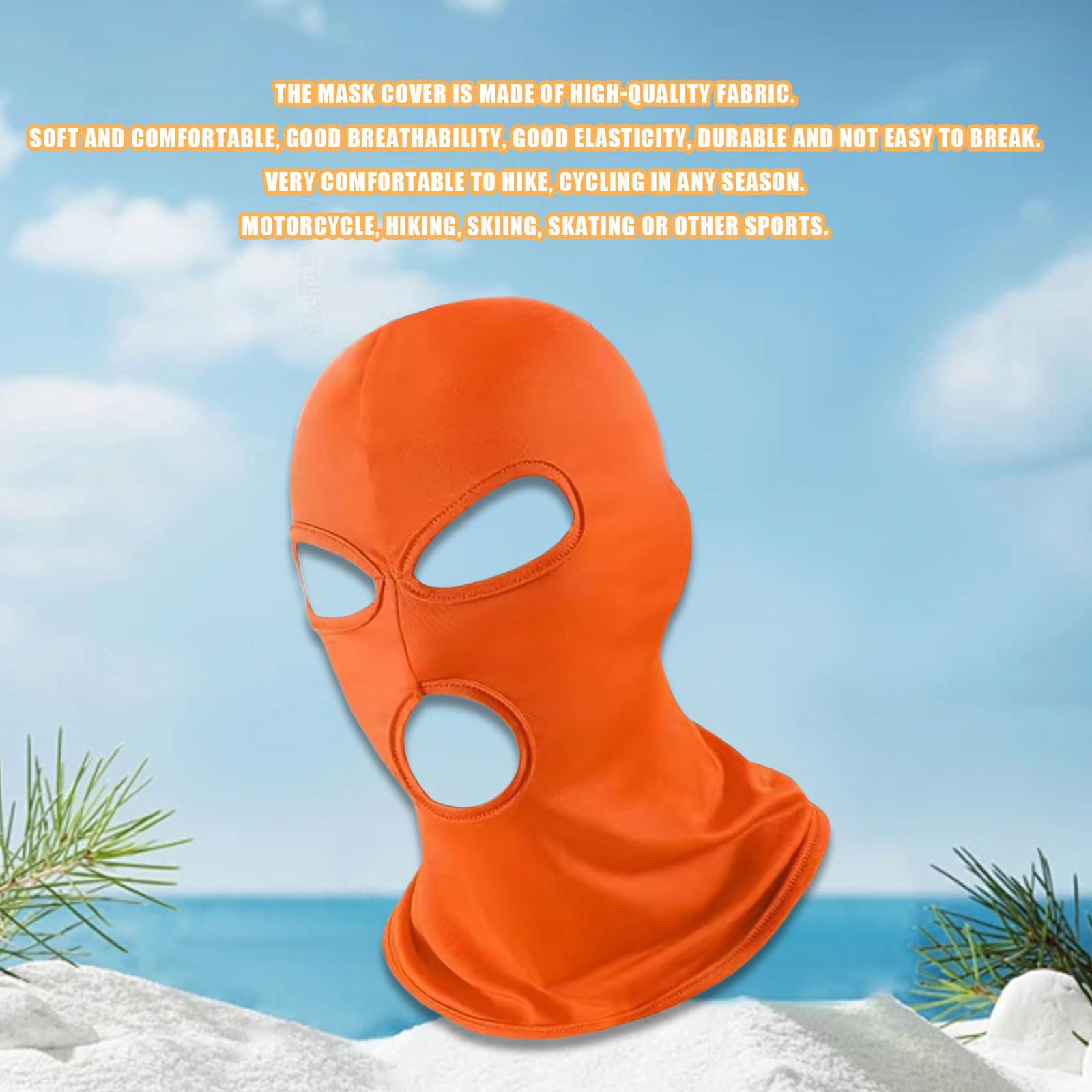 3 Holes Balaclava Ski Mask, Thin Three Holes Full Face Mask for Motorcycle Bike Hunting Cycling Cap Ski (US, Alpha, One Size, 3