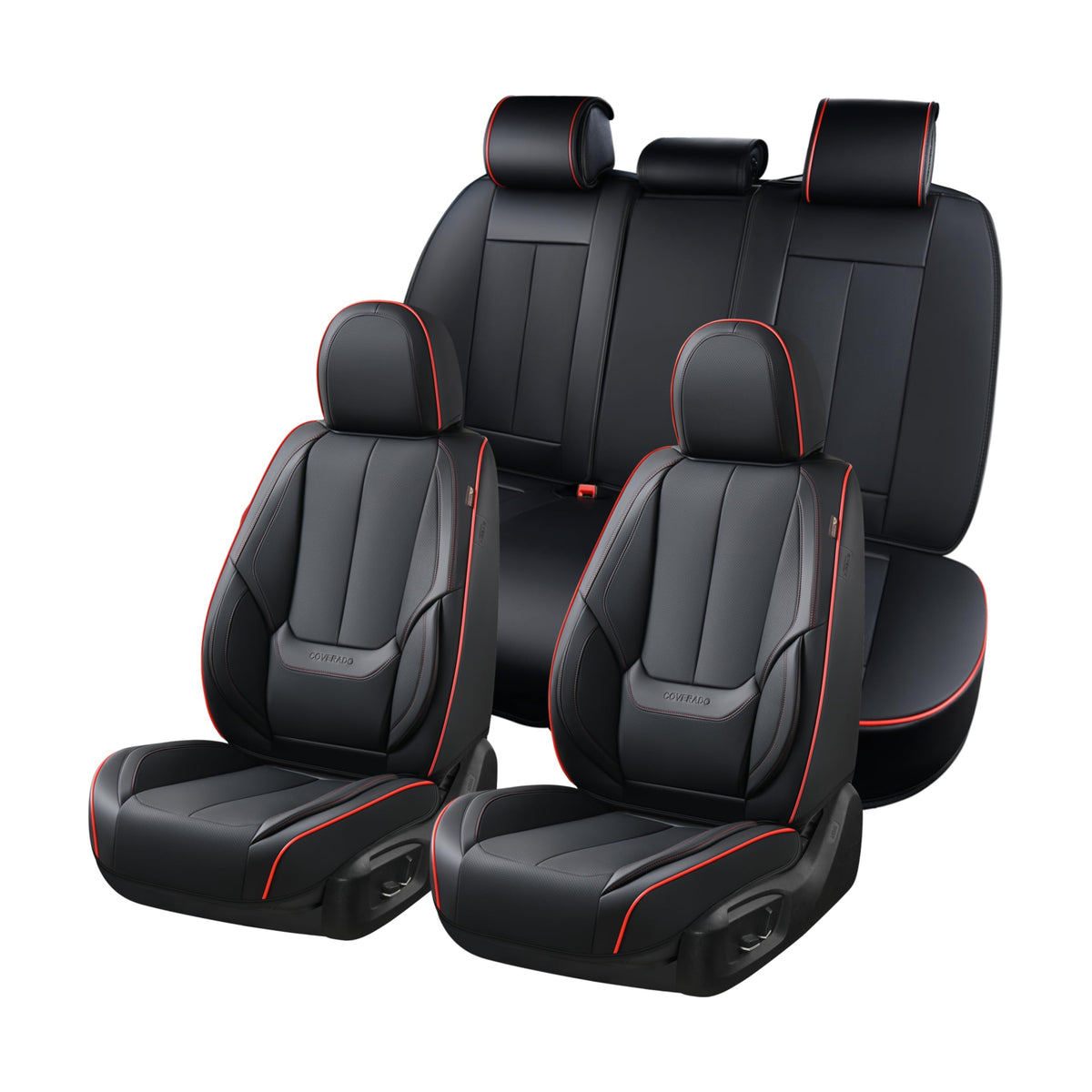Coverado Car Seat Covers Full Set, Seat Covers For Cars, Black Car Seat Cover, Car Seat Protector Waterproof, Nappa Leather Car