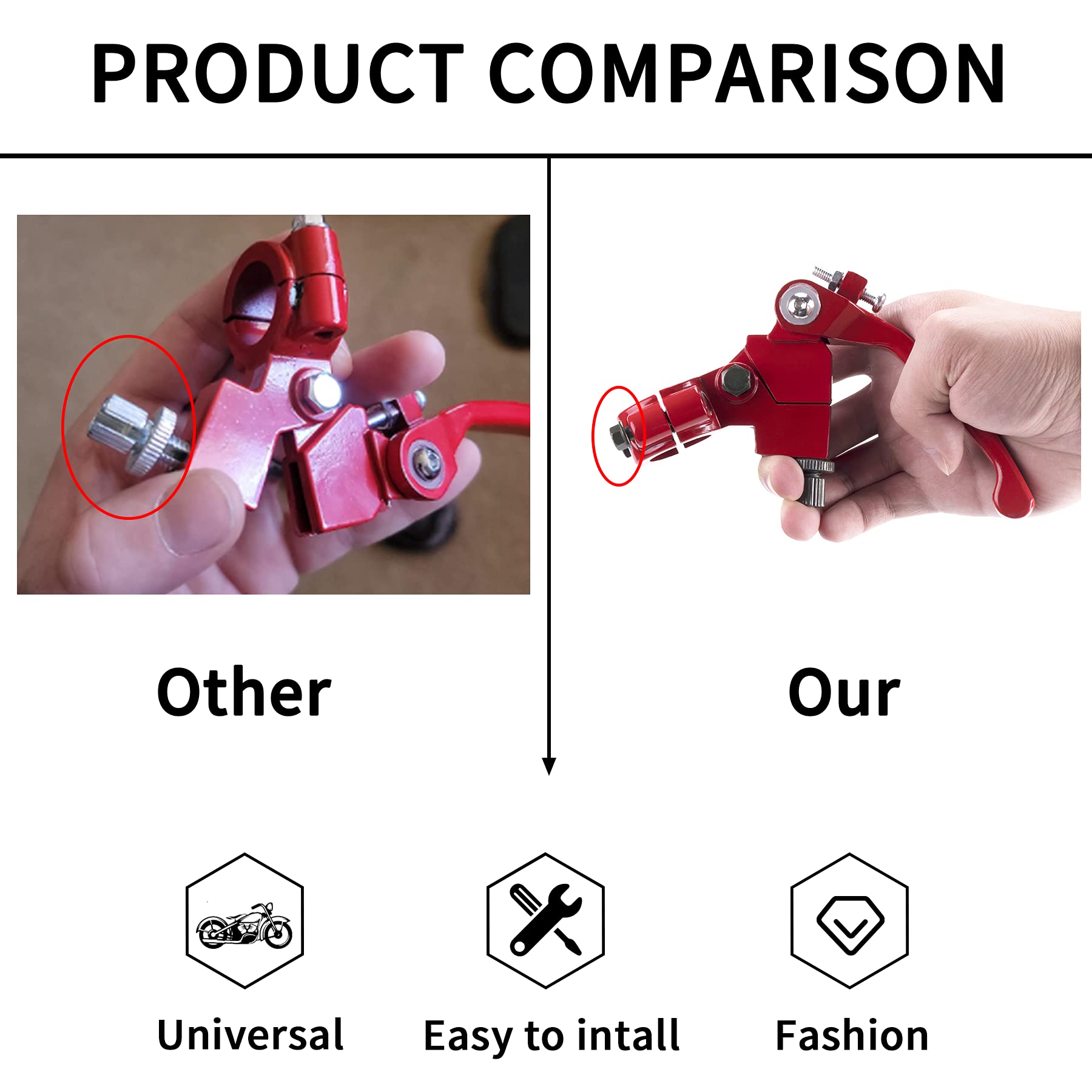 Cncmotok Red Folding Aluminum Clutch Brake Lever For 22Mm 7/8 Inch Handlebar 110Cc 125Cc 140Cc Ttr 125Cc Ssr Xmotos Apollo 125 Pit Dirt Bike Motorcycle