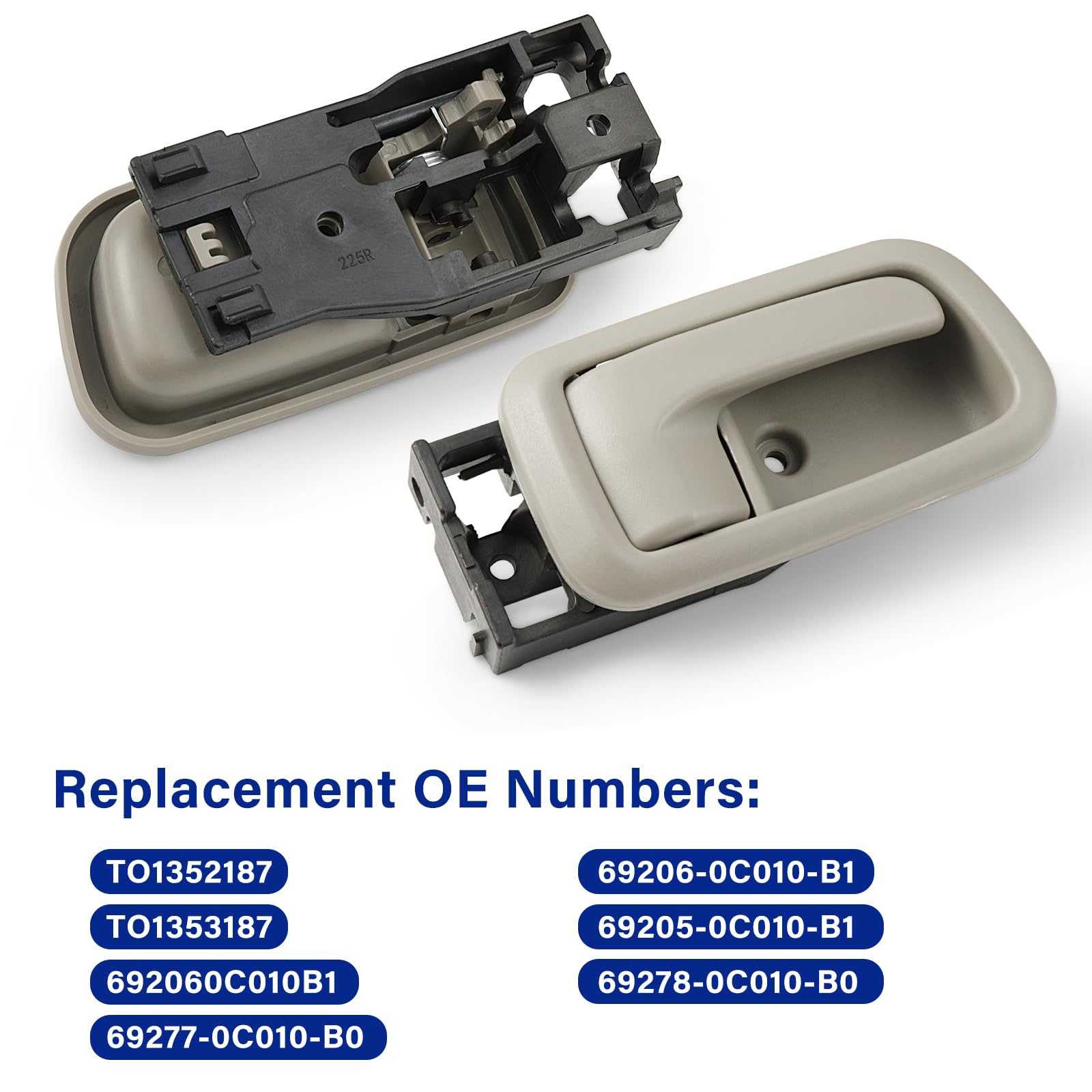 Lcyolada Rear Left Driver & Right Passenger Interior Door Handles W/Bezel (Gray) For 2000-2006 Toyota Tundra (Standard/Regular/E