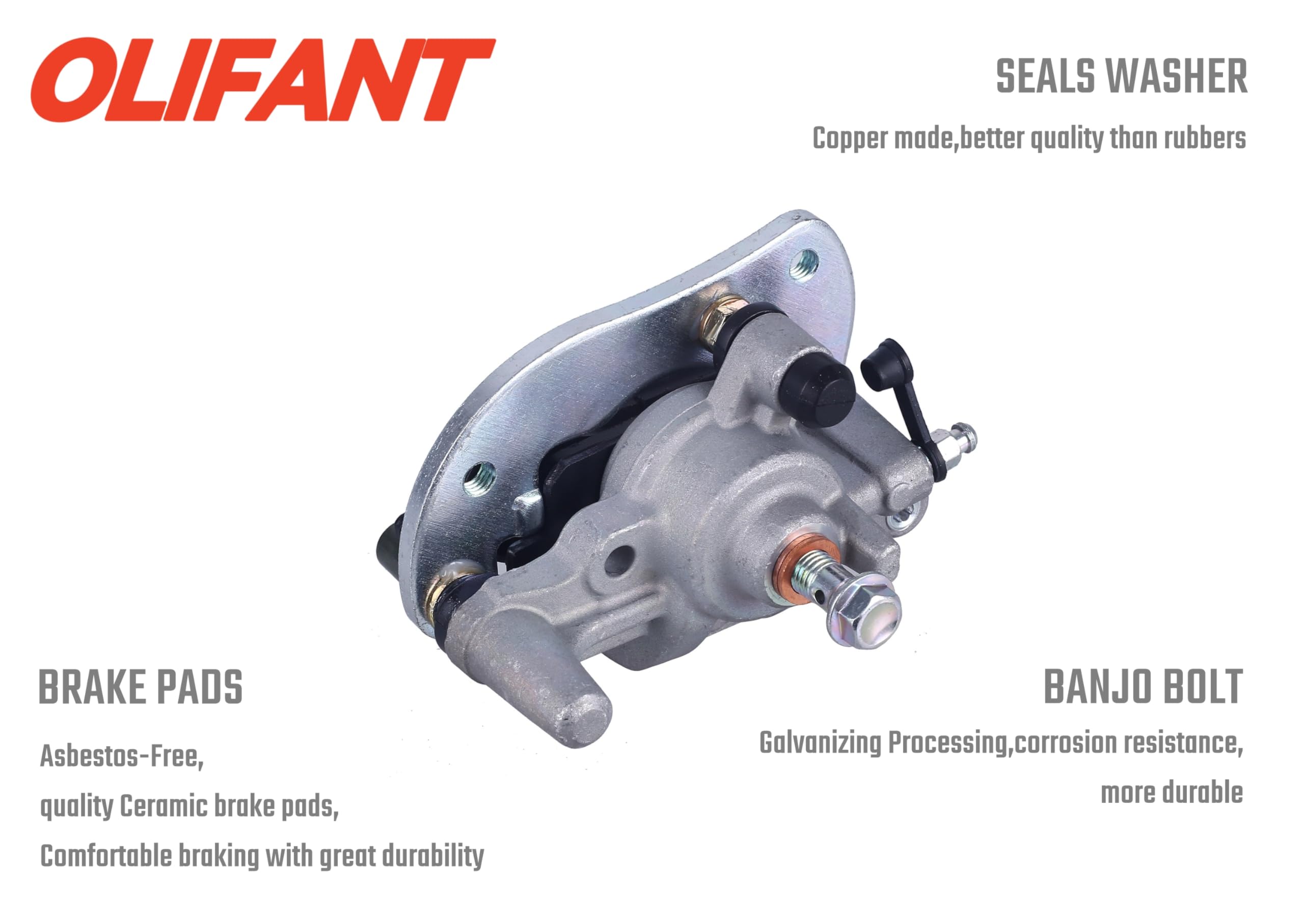Front Brake Caliper for Yamaha Grizzly 550 2009-2014 Grizzly 700 2007-2021 Kodiak 700 2016-2021 / Raptor 250 YFM250 2008-2013 Le