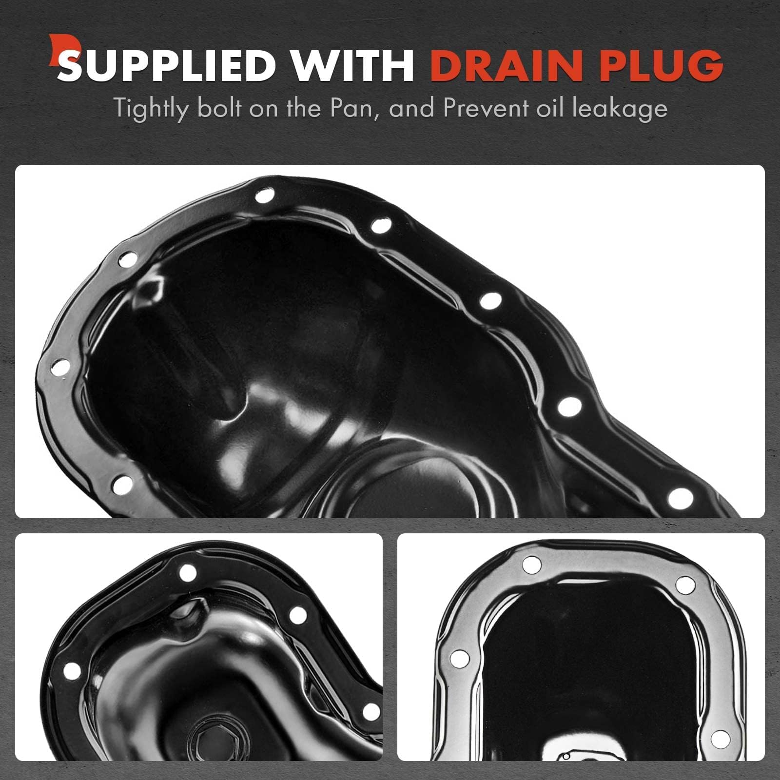 A-Premium Lower Engine Oil Pan Sump with Drain Plug Compatible with Toyota Tacoma 2006-2013, Tundra 2007-2013, 4Runner 2003-2013, FJ Cruiser 2007-2014, V6 4.0L
