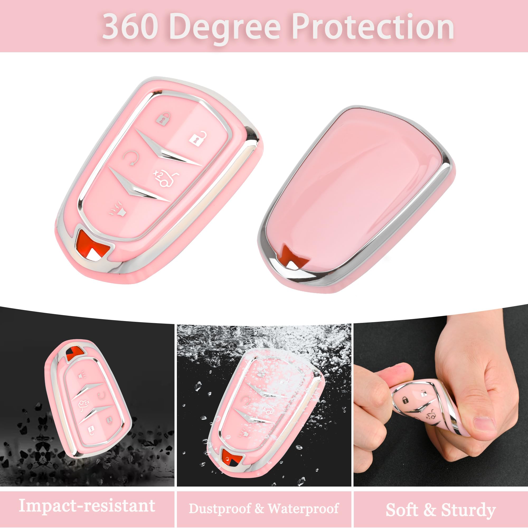 TECARATE for Cadillac Key Fob Cover - Soft TPU Key Fob Cover Case Holder Fit for Cadillac Escalade CTS SRX XT5 ATS STS CT6 Super