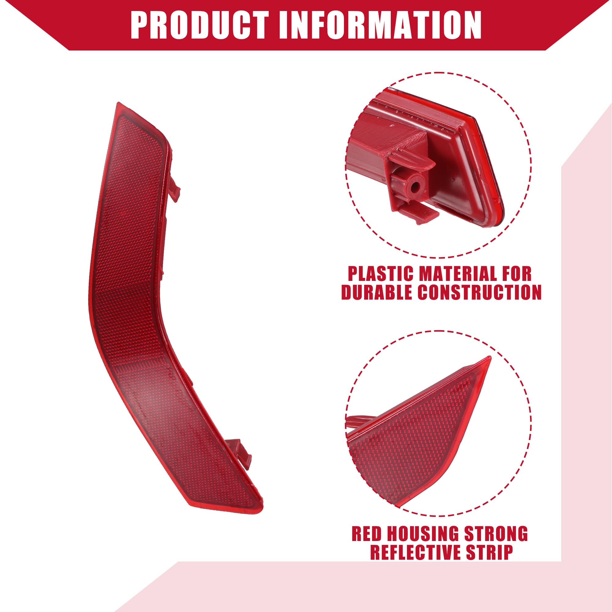 Hihaha No.265656Fv0B Bumper Reflector For Nissan Rogue 2016-2020 / Rear Left Light Reflector Cover Bumper/Durable Plastic / 1Pcs Red