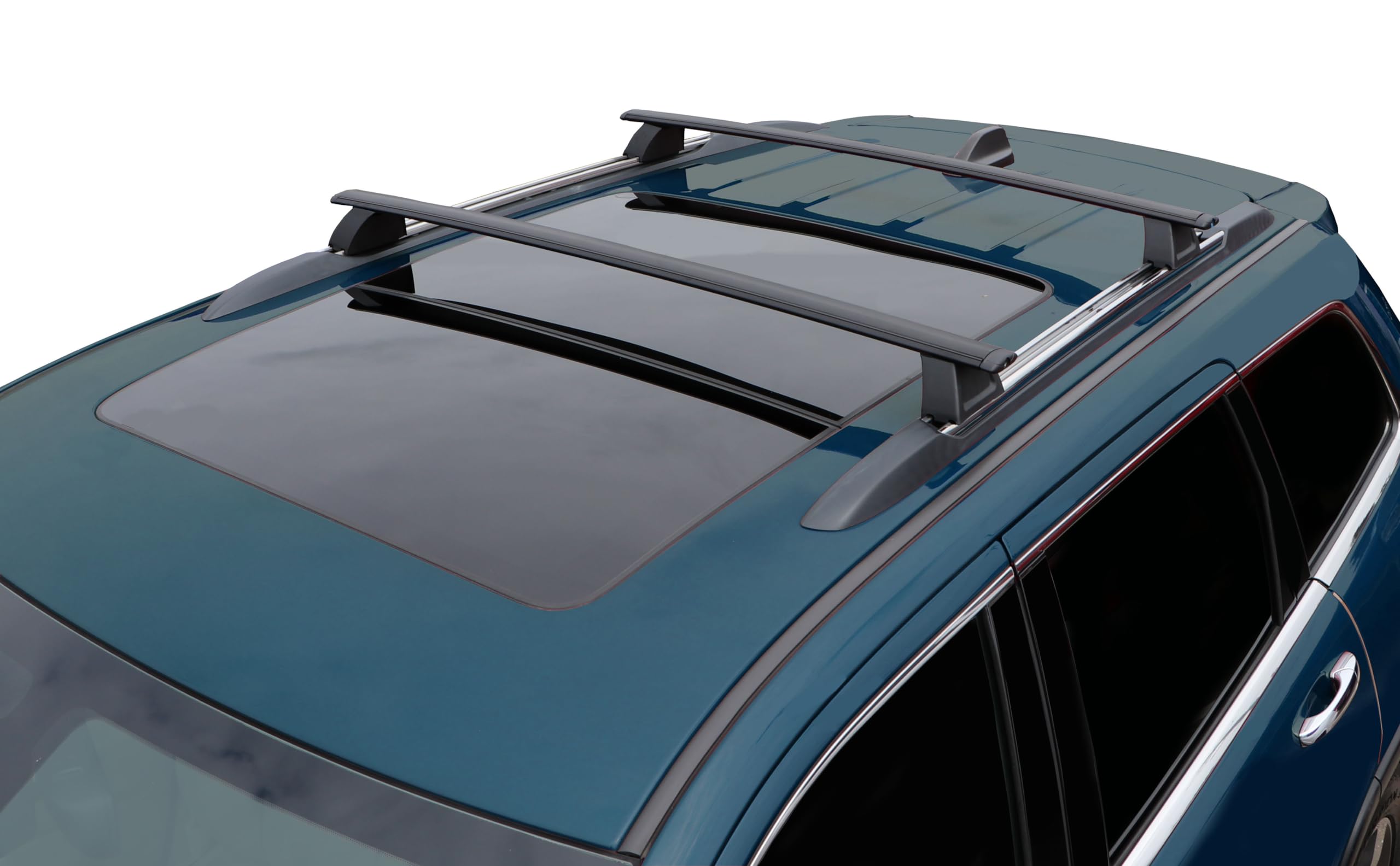 BRIGHTLINES Roof Racks for 2011-2021 Jeep Grand Cherokee, Aluminum, Silver, Compatible with Grooved Side Rails, Model BL150010