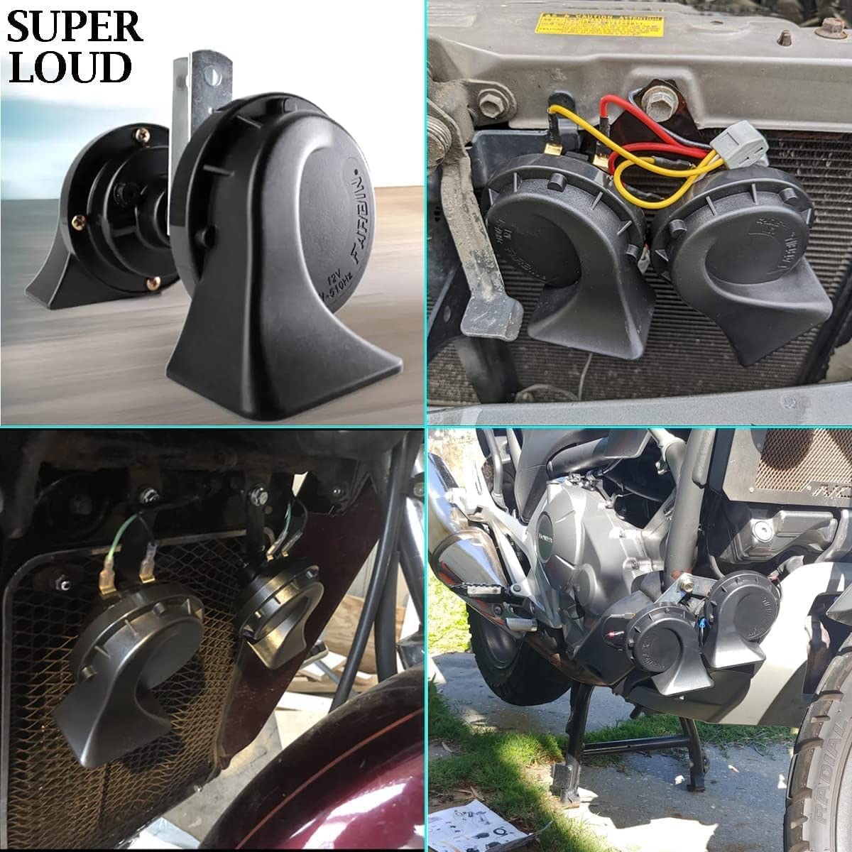 Car Horn Truck Horns 12V,Banhao Train Horn Waterproof High Low Dual Tone Universal Fit Super Loud Electric Snail Horns Kit For A