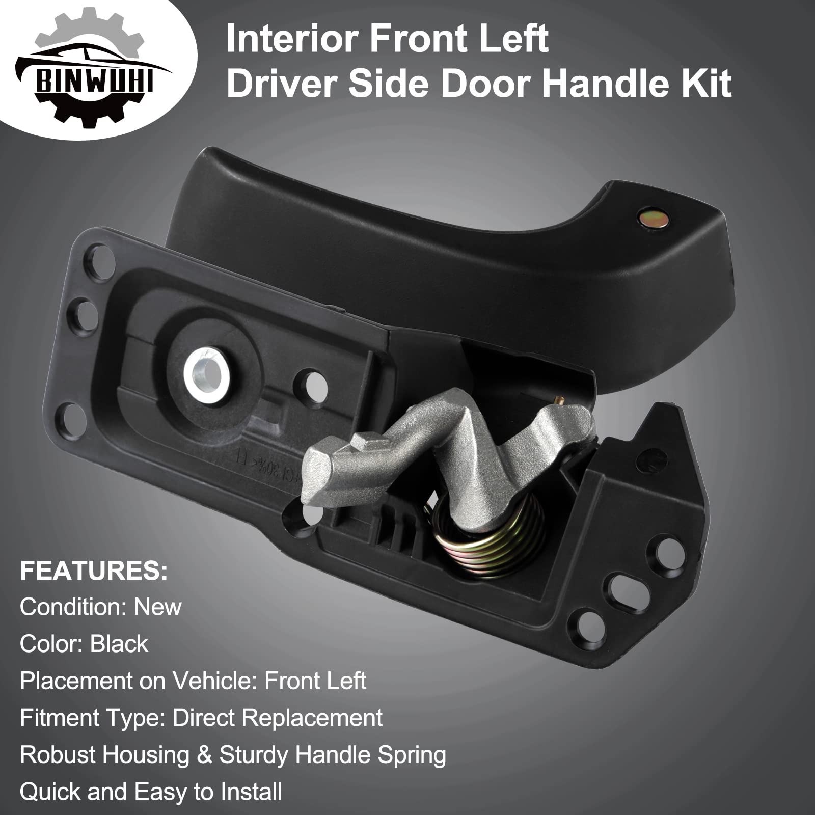 Interior Door Handle Kit Front Left Driver Side Compatible With 2007-2014 Chevy Silverado Avalanche Suburban Tahoe Gmc Sierra Cadillac Escalade Esv Ext Replace Oe# 20833606 80374 20871488 Repair Set