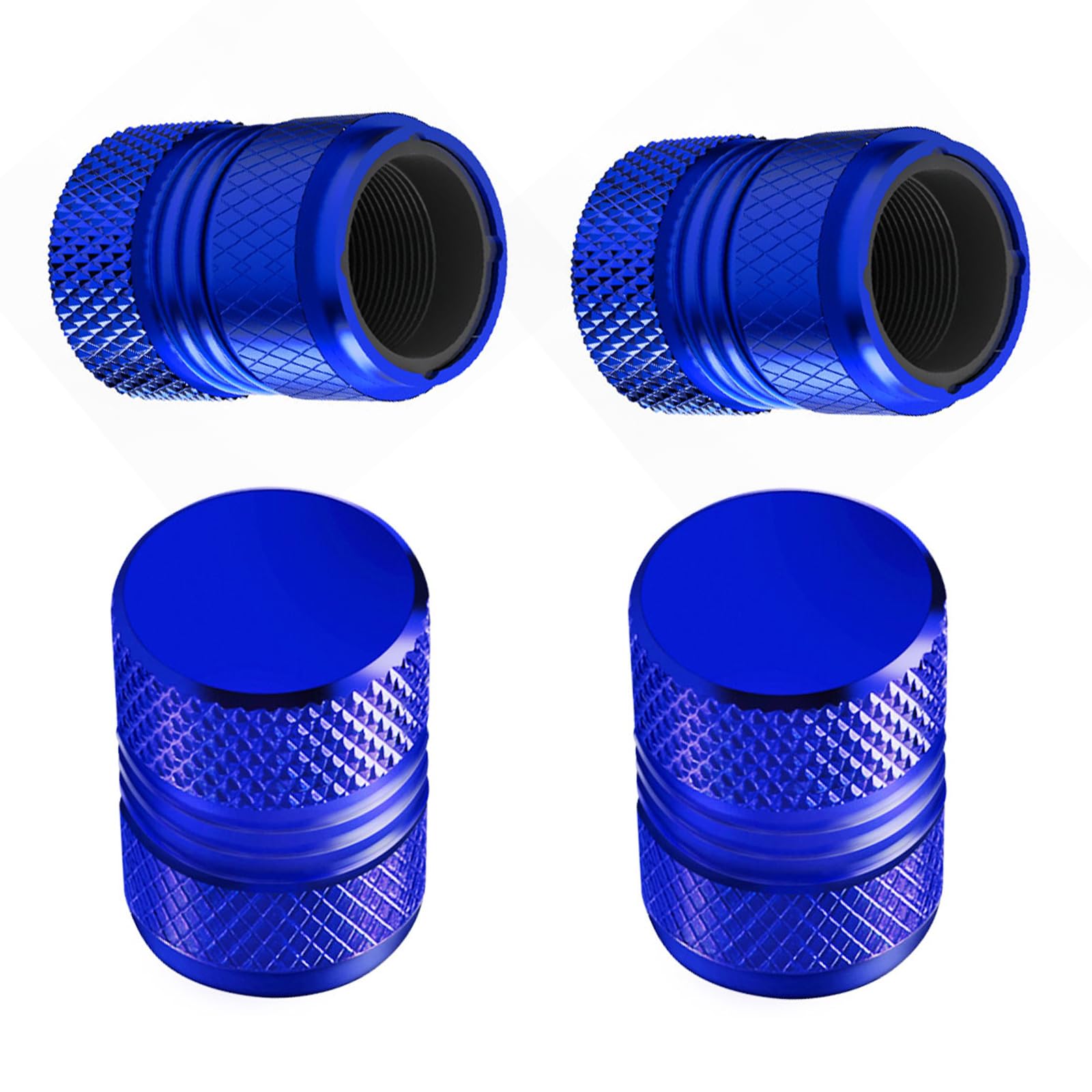 Tire Valve Stem Caps - 4 Pack Anti-Corrosion Premium Anodized Alloy Tyre Air Valve Caps Universal For Car Suv Bike Blue
