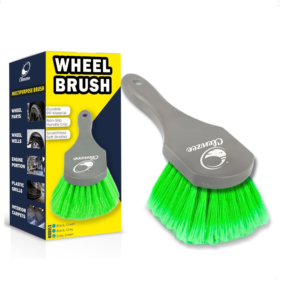 Clenzee Wheel Cleaner Brush | Soft Non-Metallic Rim Cleaner Brush With Ergonomic Handle | Durable Wheel Brush For Cleaning Rims