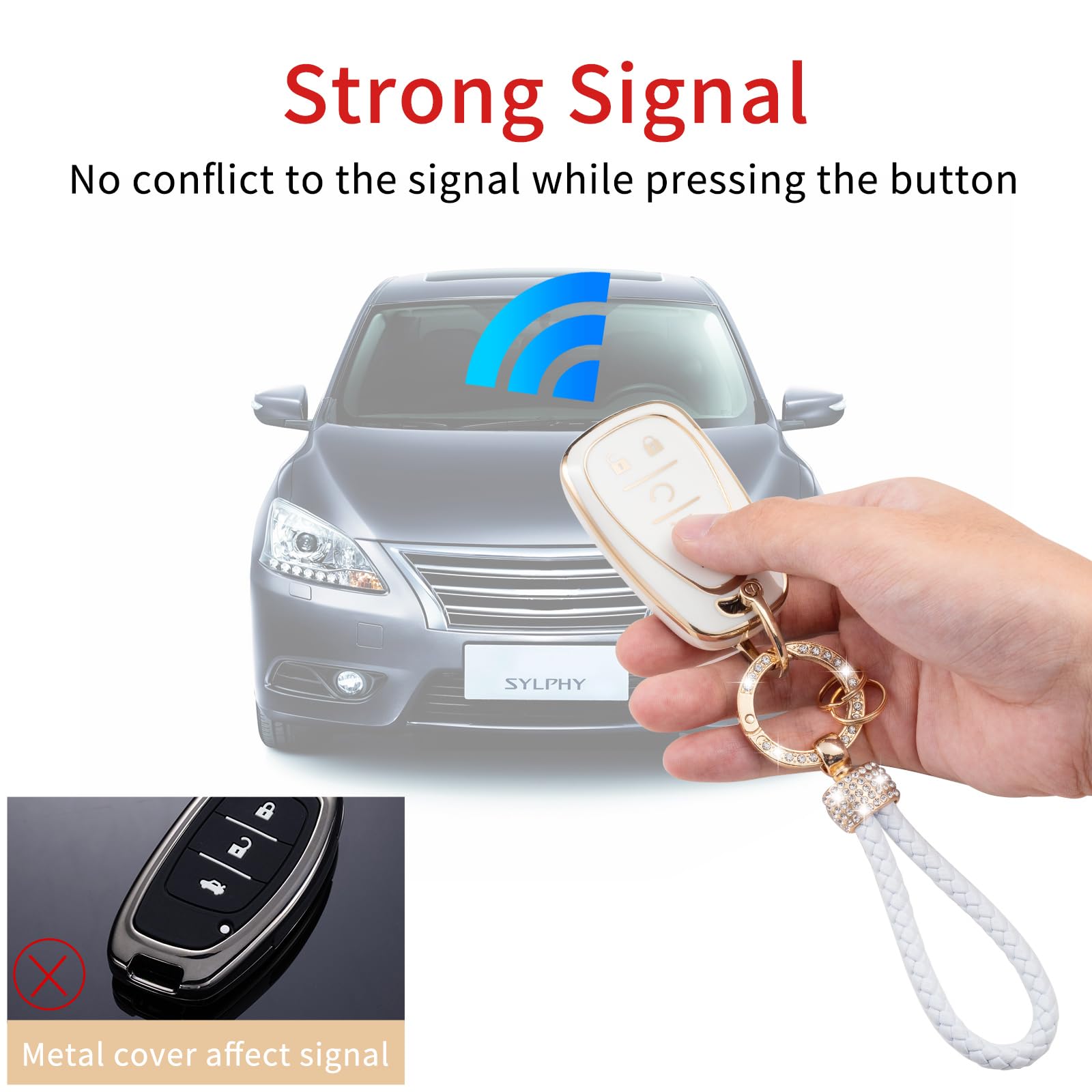 Gematay For Chevy Key Fob Cover, Key Case Shell Compatible With Chevrolet Chevy Equinox Malibu Camaro Traverse Smart Key Protect