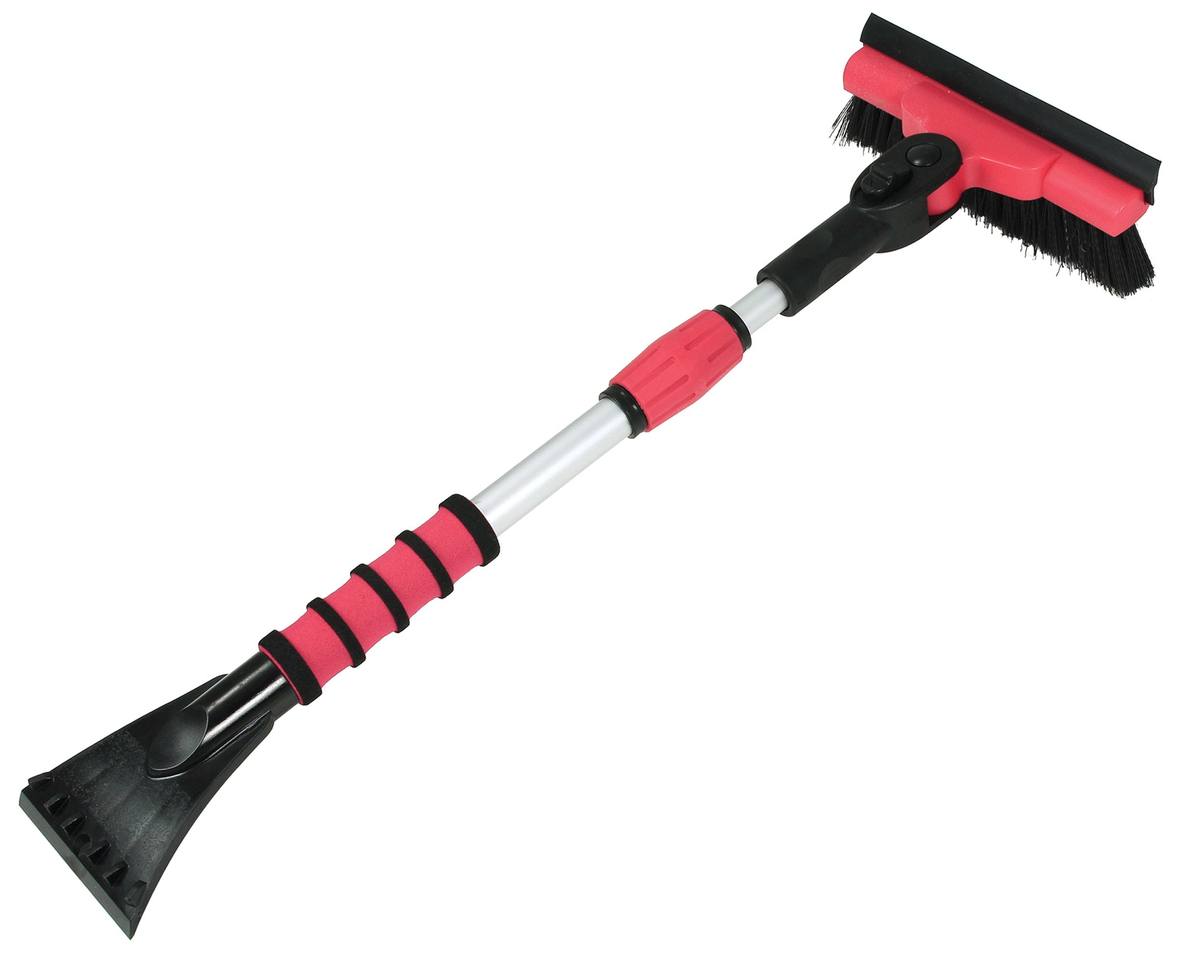 Mallory 580-EP Mini Telescoping 35'' Pivoting Dual Head with Squeegee and Integrated Ice Scraper (Colors may vary)