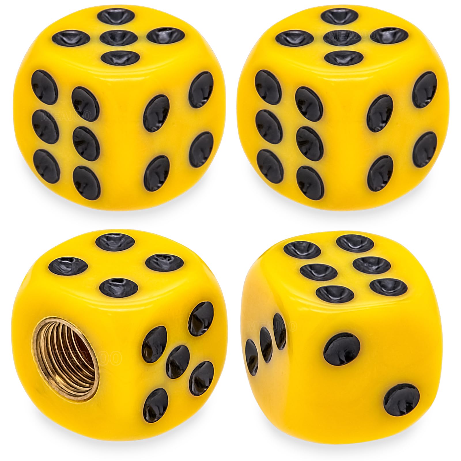 MEAJOO 4PCS Dice Tire Valve Stem Caps,Waterproof Airtight Car Wheel Tire Air Caps Universal Tire Valve Stem Covers for Cars, SUV