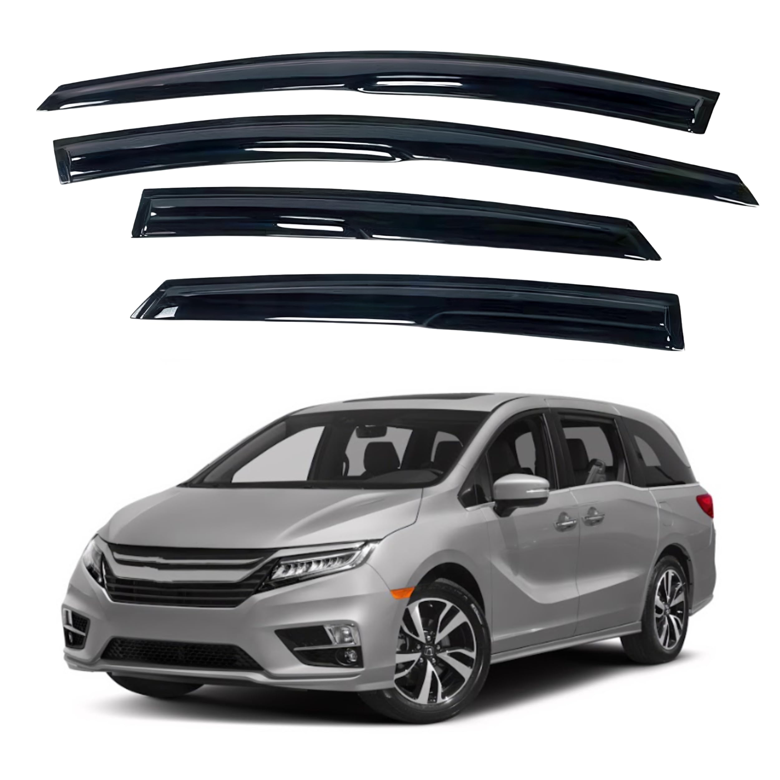 Ig Window Visor For Honda Odyssey 2011-2017, Rain Guard Tape-On Extra Durable Sun Wind Side Vent Window Deflector Mugen Style, 2