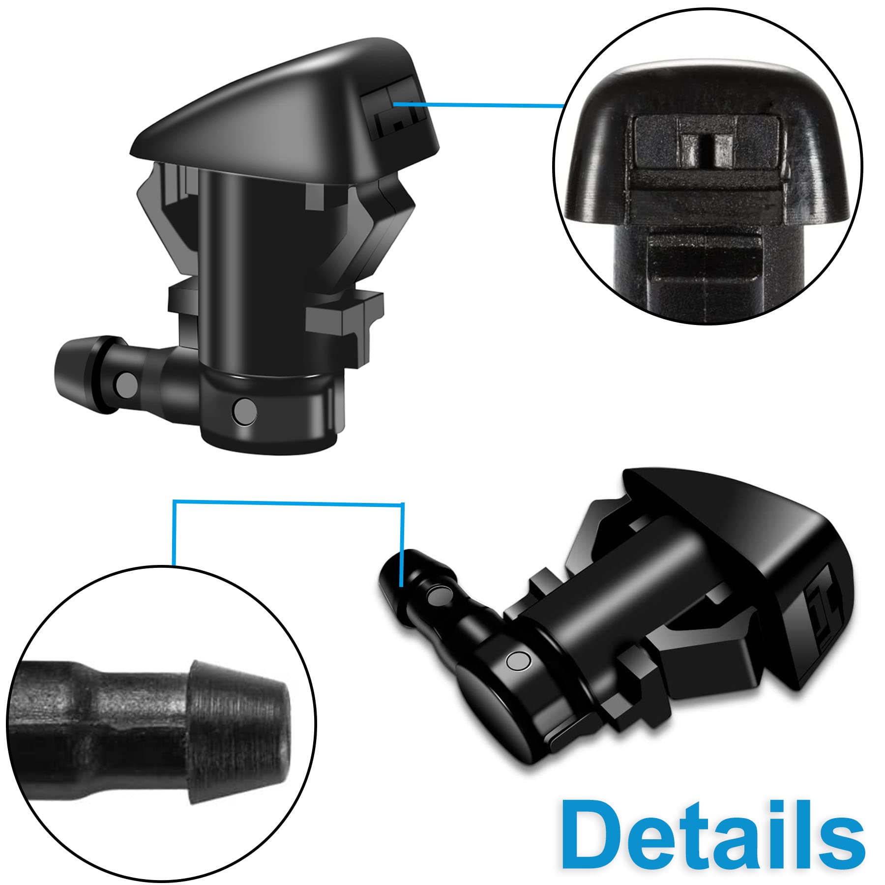 Windshield Washer Nozzle Kit Fit For 2005-2016 Jeep Grand Cherokee, 2005-2013 Chevy Malibu, 2005-2010 Pontiac G6, 2007-2010 Satu