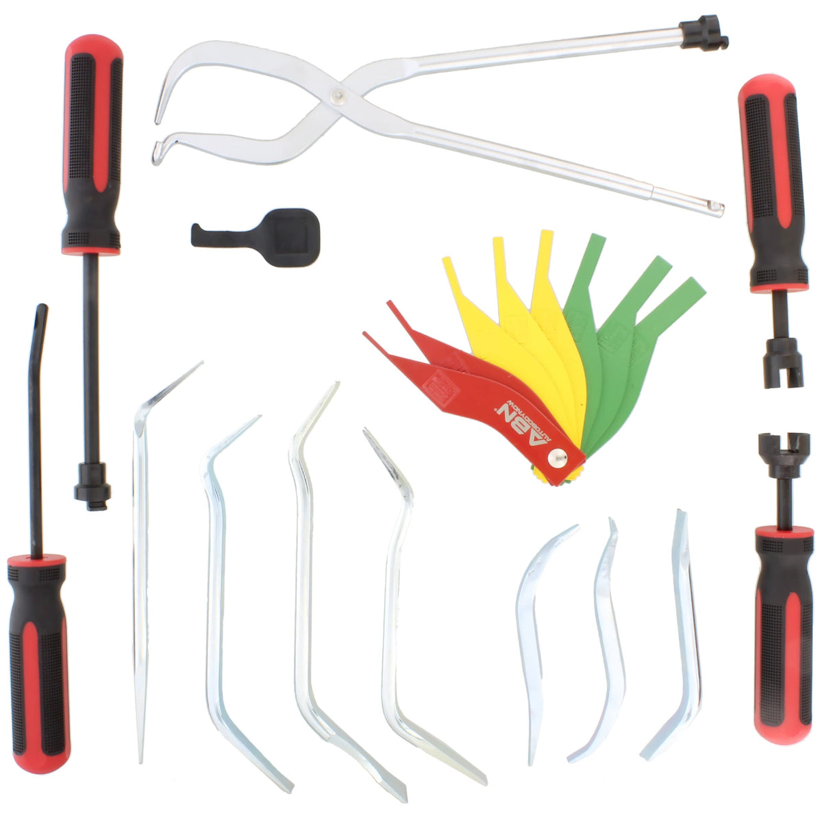 Abn Brake Drum Tool Kit 15-Piece Service Brake Kit With Spring Pliers, Brake Spoons, Pad Gauge, Brake Spring Tool