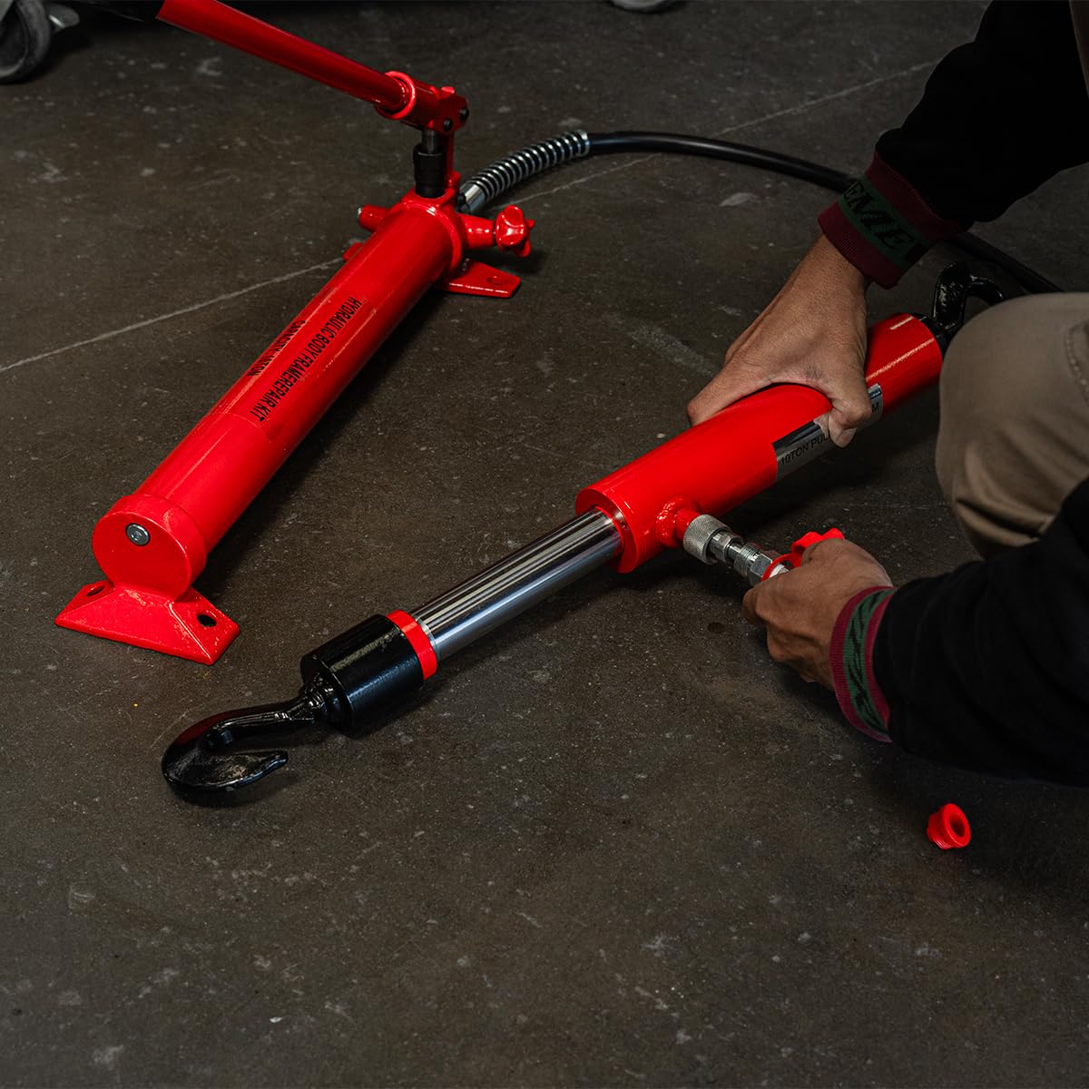 Xtremepowerus 26' Long 10 Ton Hydraulic Pull Back Ram For Porta Power Body Shop Frame Tools