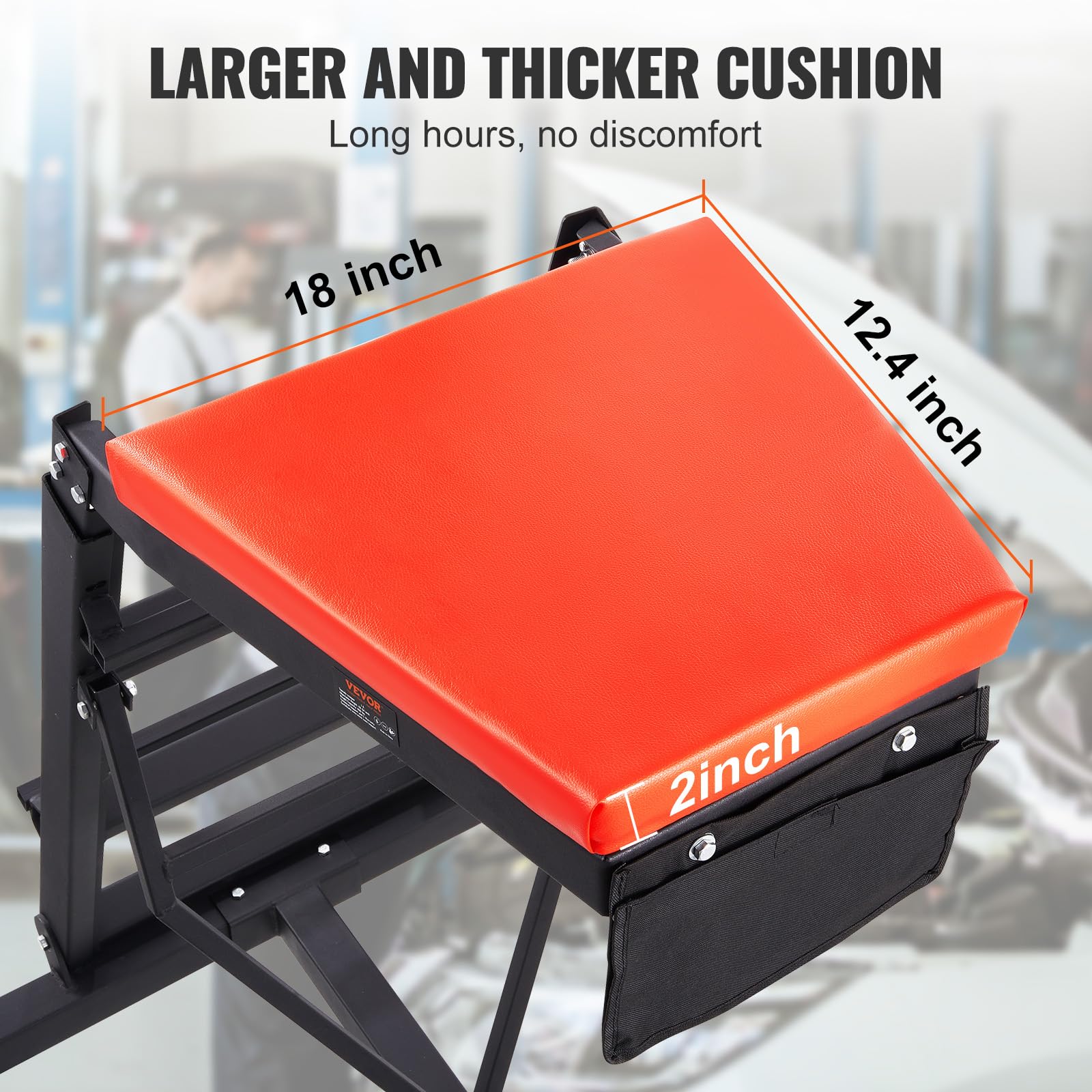 VEVOR Top Automotive Creeper, with Adjustable Height 45.7 to 66.3, 400 LBS Capacity High Creeper, 4 Swivel Caster Wheels, He