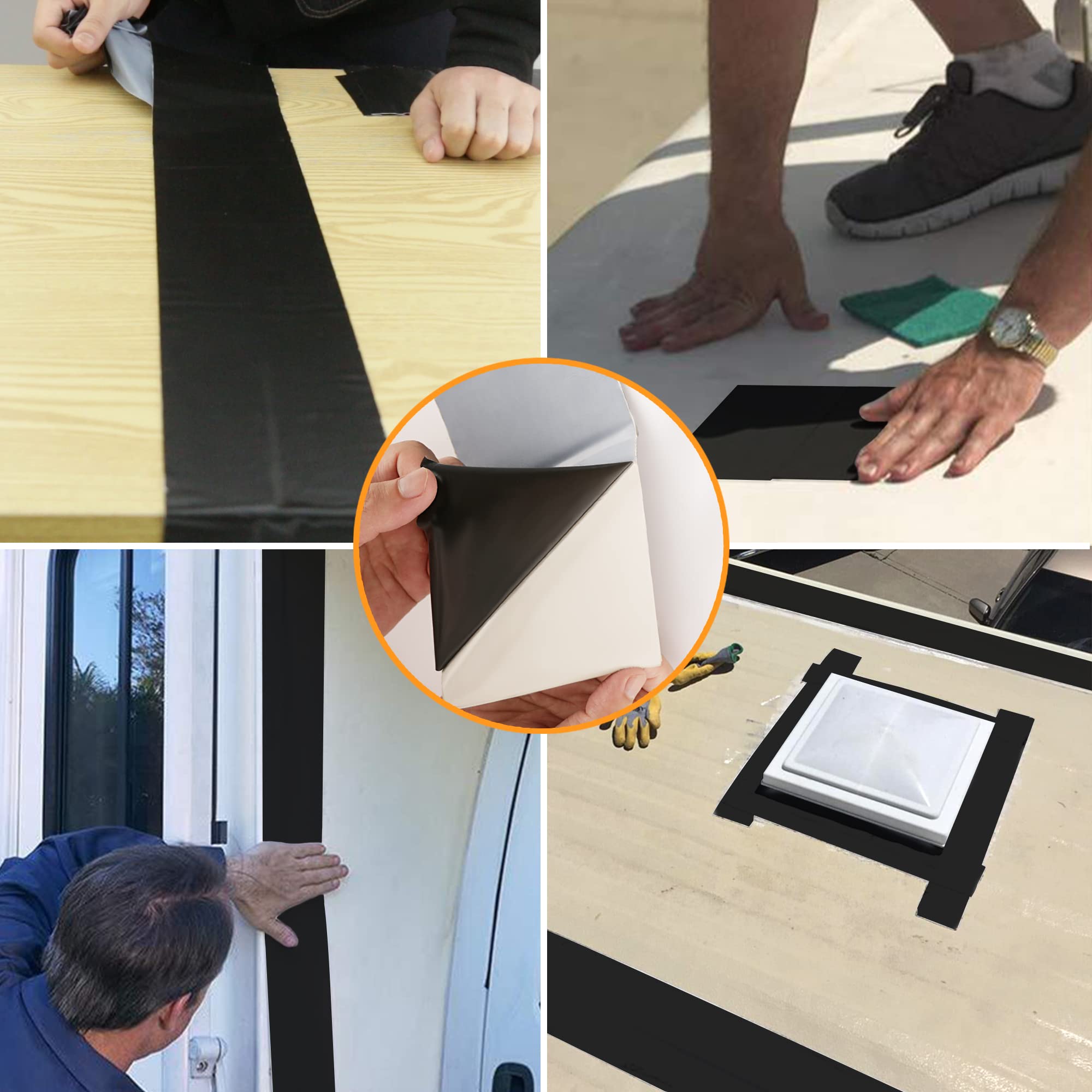 Rv Roof Tape Black, 2 Inch X 50 Feet Rv Repair Sealant Tape, Stop Camper Roof Leaks, Uv-Resistant, Weatherproof And Reliable For