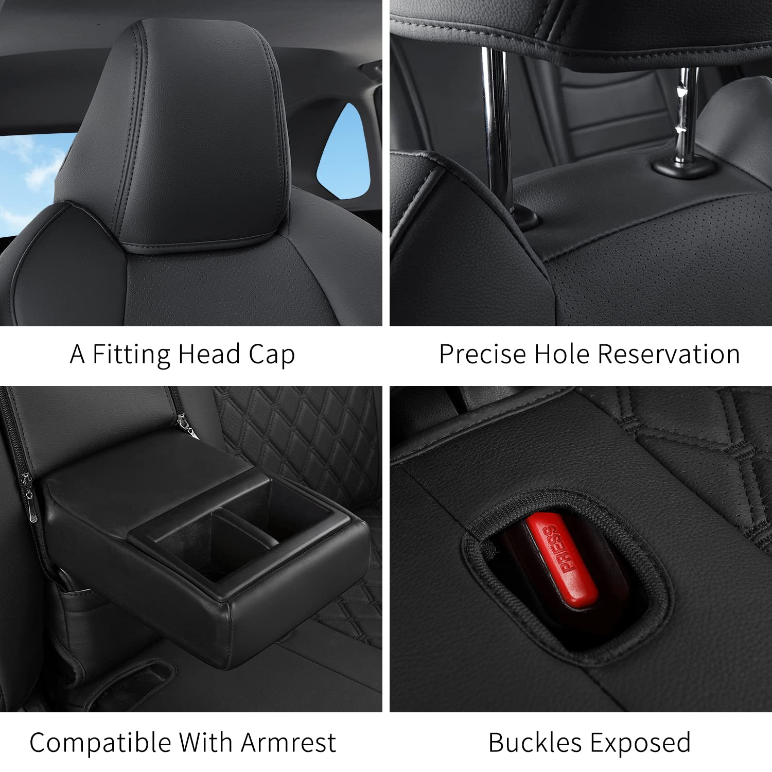 Giant Panda Pu Leather Car Seat Covers Full Set Custom Fit For Toyota Rav4 Prime Se,Prime Xse 2021 2022 2023 2024, Hybrid Se/Xse