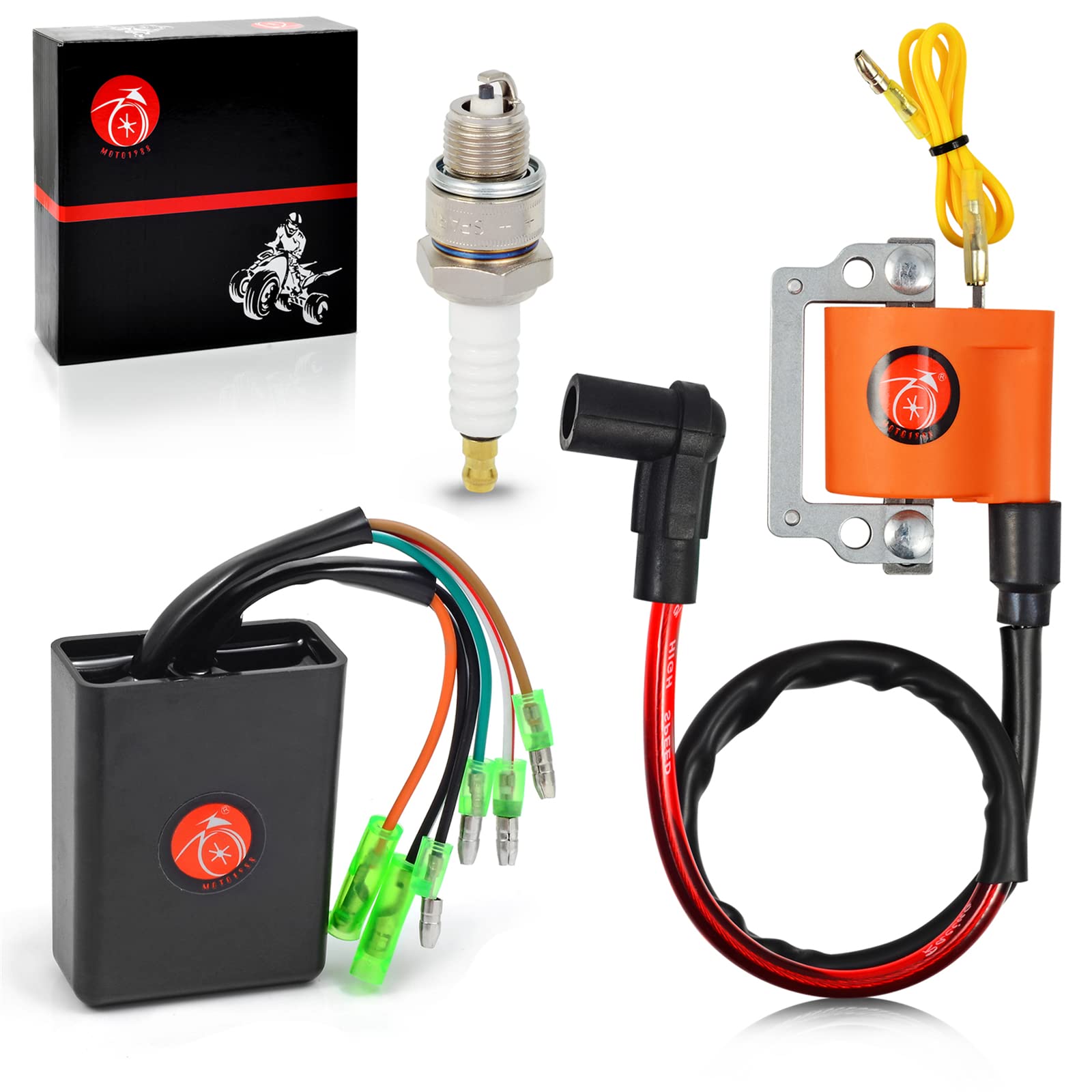 Moto1988 Igniter Cdi And Ignition Coil & Spark Plug For Yamaha G1 Gas 2 Cycle Golf Car Cart 1979-1986 J10-85540-20-00 355-82310