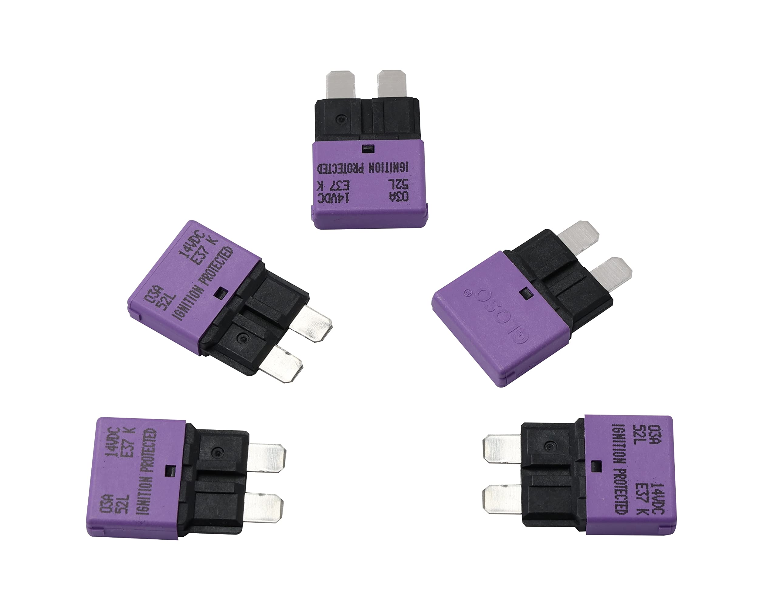 Gloso Circuit Breakers E37 Auto (T1) Reset Low Profile Atc/Ato - (3A - 5 Pack)