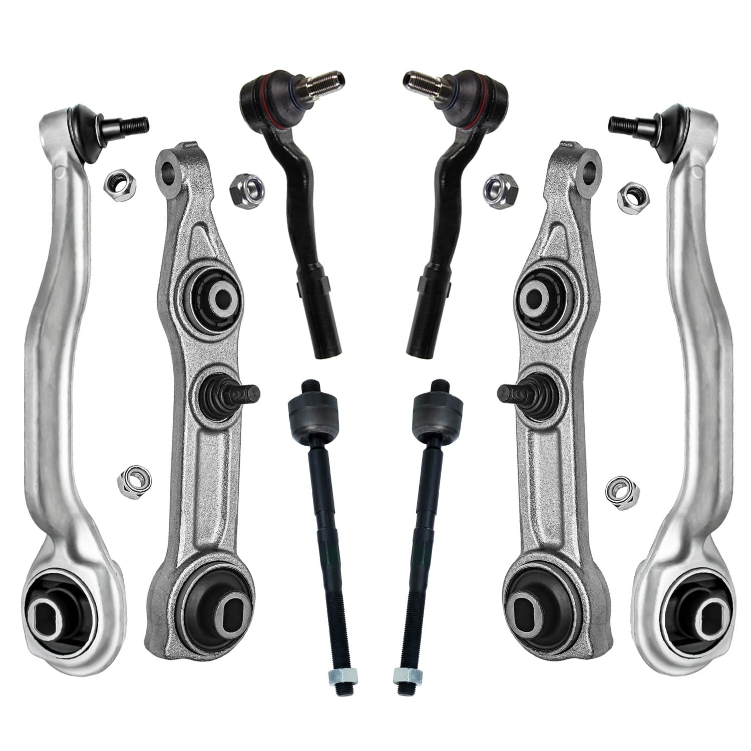 Detroit Axle - 8pc Front End Kit for Mercedes-Benz E350 E320 E500 CLS550 CLS500 E550, CLS63 CLS55 E55 E63 AMG, 4 Lower Rearward 