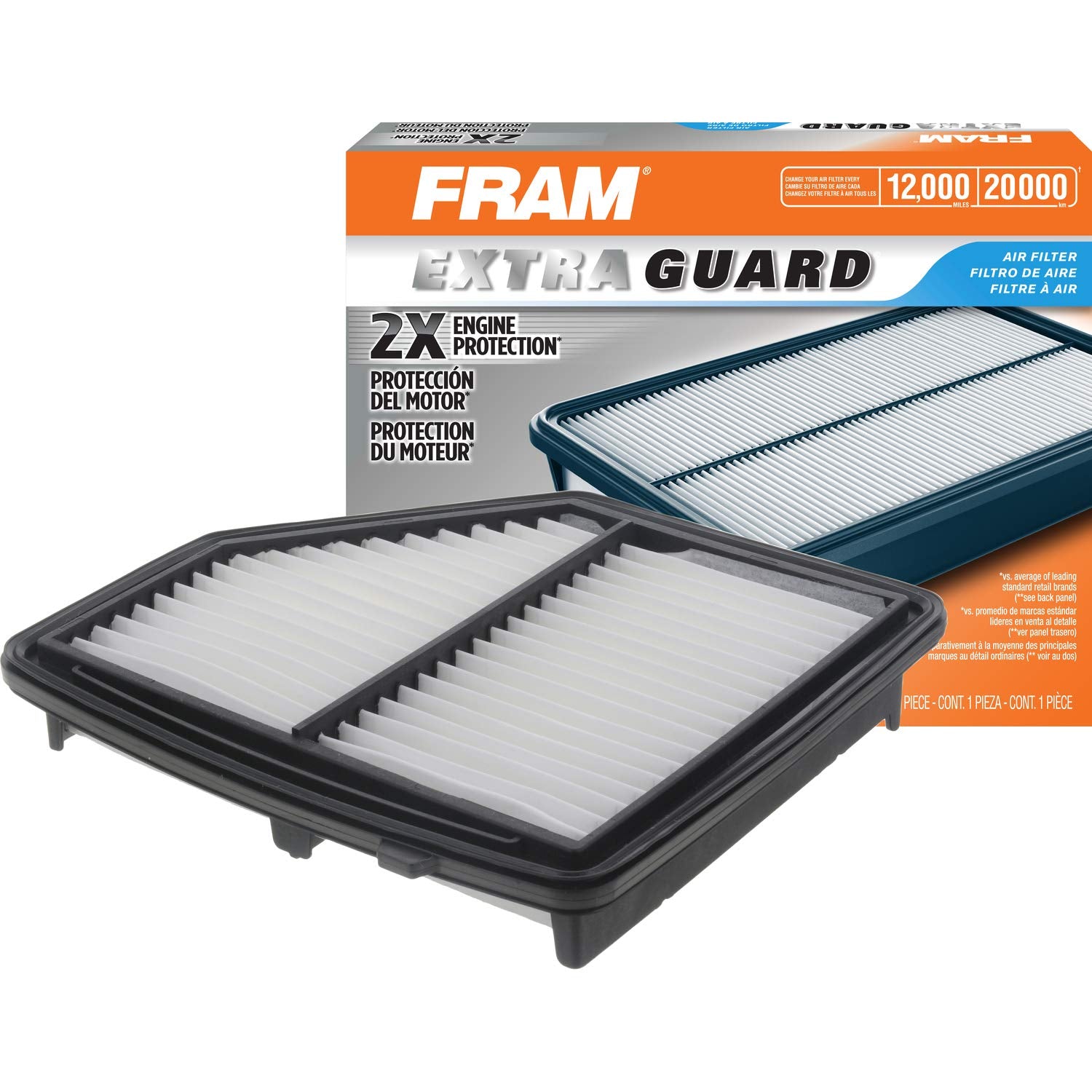 FRAM Extra Guard Engine Air Filter Replacement, Easy Install w/Advanced Engine Protection and Optimal Performance, CA12052 for S