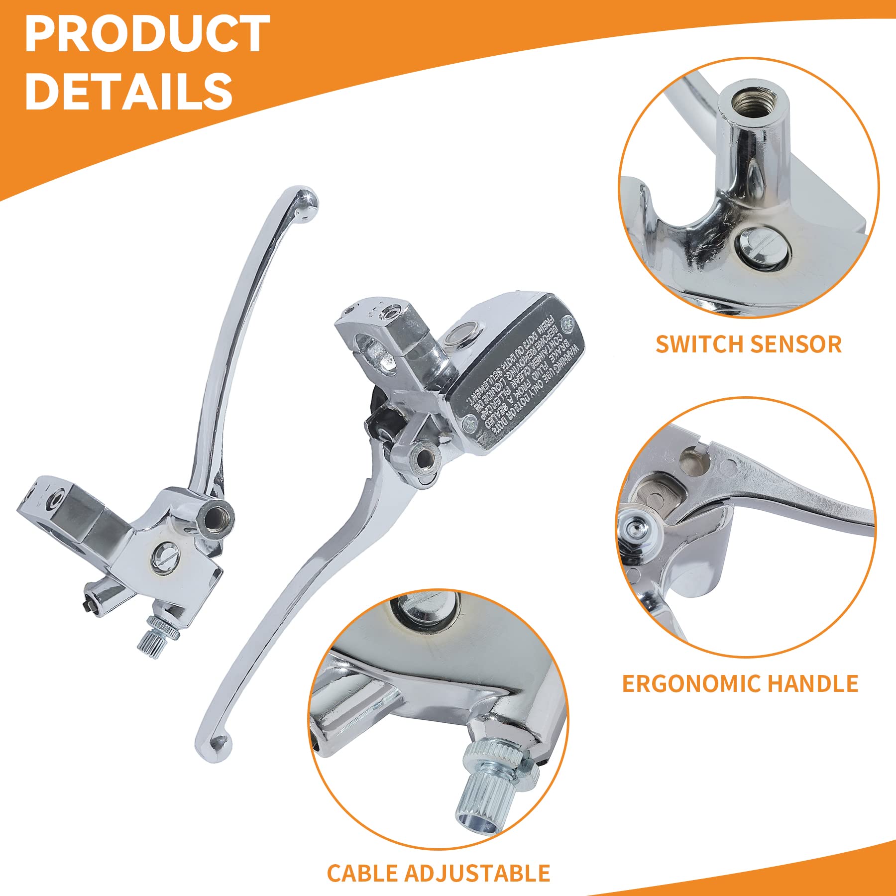 Stylemafia Universal Motorcycle 1' 25Mm Brake Clutch Master Cylinder Lever Compatible With Honda Kawasaki Suzuki Yamaha(Silver)