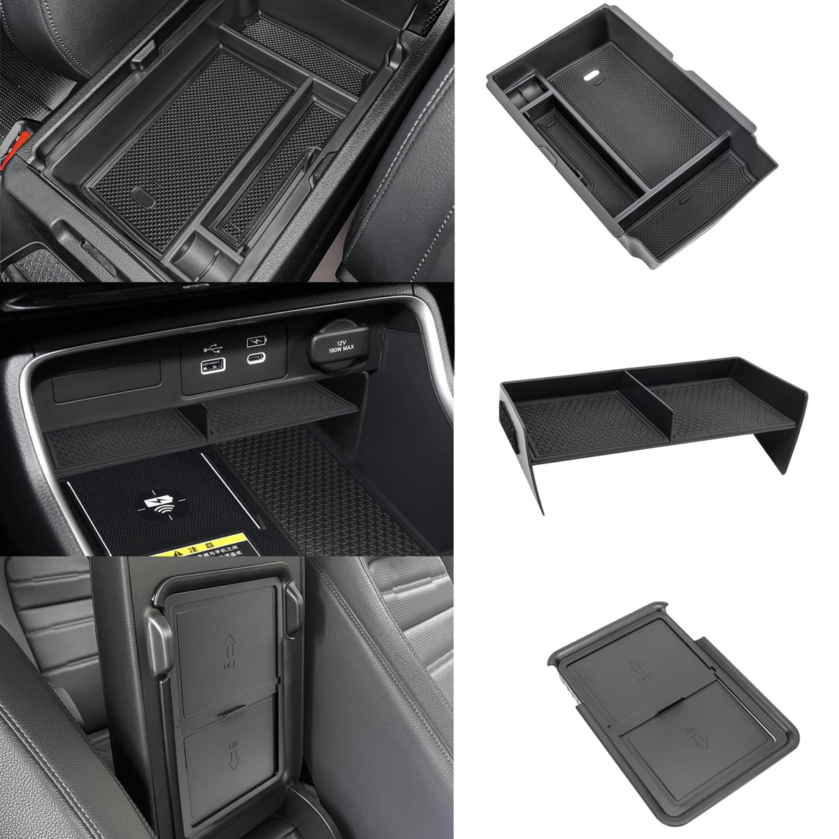 Neepiar 3Pcs Center Console Organizer Compatible With 2025 2024 2023 Honda Crv Armrest Storage Box Armrest Hidden Storage Box Secret Compartment Insert Tray Interior Accessories