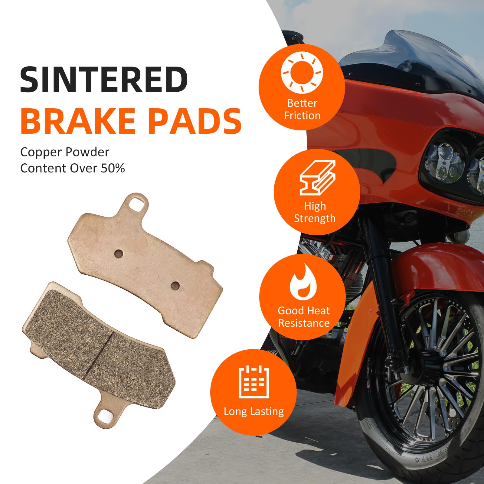 3 Sets Front Rear Brake Pads Sintered for Harley Davidson Road King Road Glide Street Glide Electra Glide 2008-2020 Ultra Limite