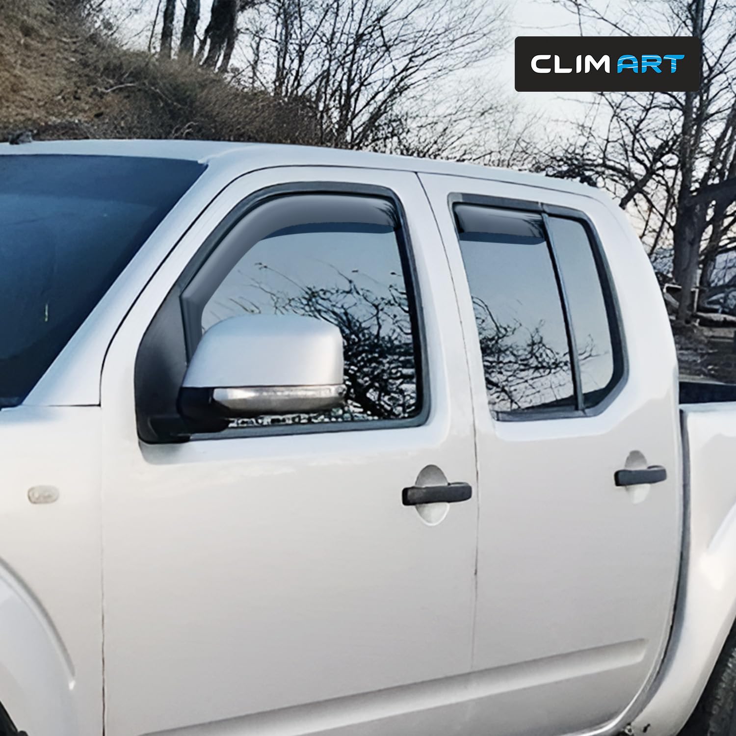 Clim Art In-Channel Incredibly Durable Rain Guards For Nissan Frontier 2005-2021 Crew Cab, Original Window Deflectors, Vent Wind