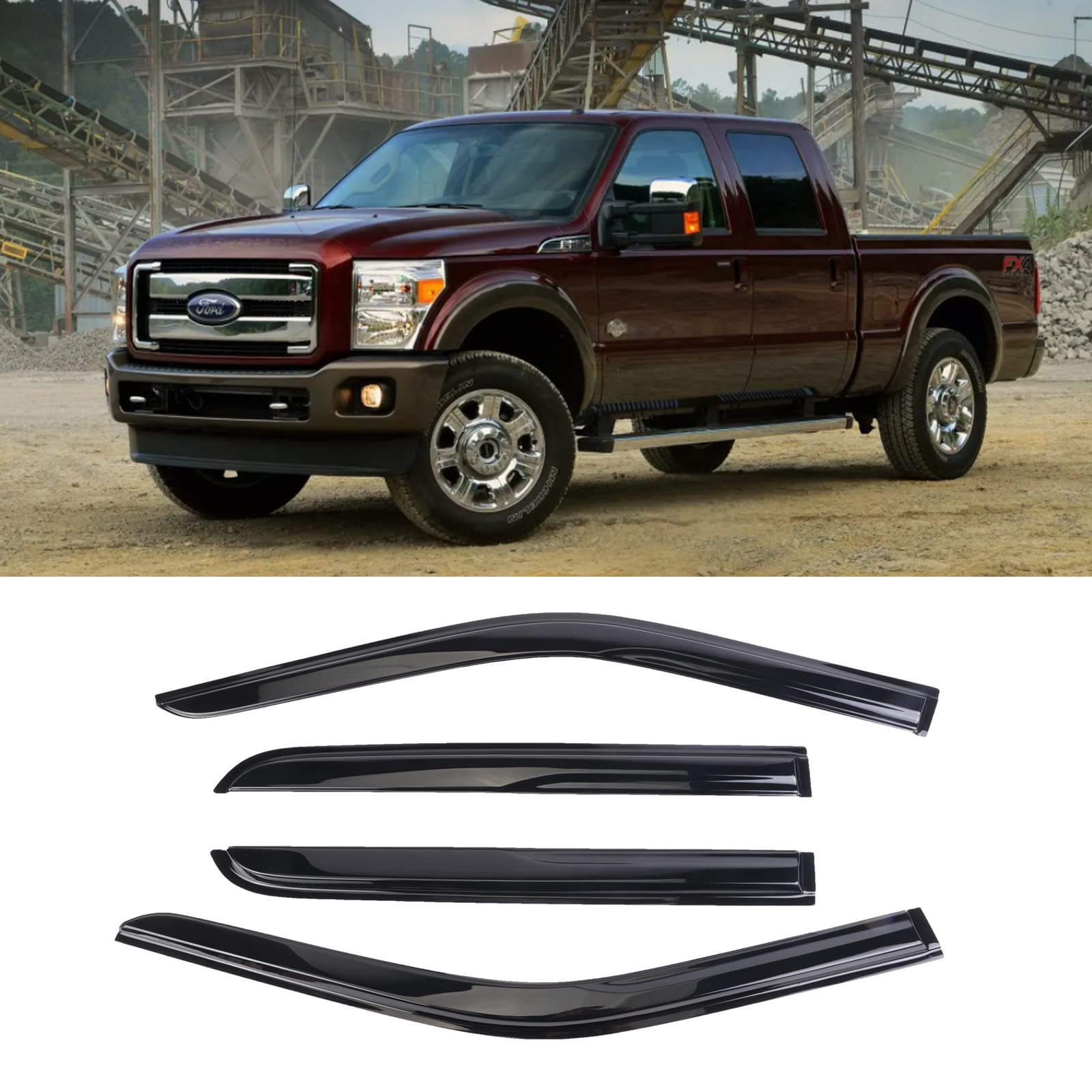 Sontian Window Visors For Ford F-150 Super/Crew Cab, Rain Guards, Trucks, Cars, 4 Pack, 94975