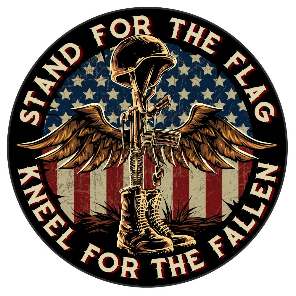 Battlefield Cross Stand For The Flag Kneel For The Fallen Patriotic - 7 Inch Patriotic Decal Sticker For Cars, Trucks, Motorcycl