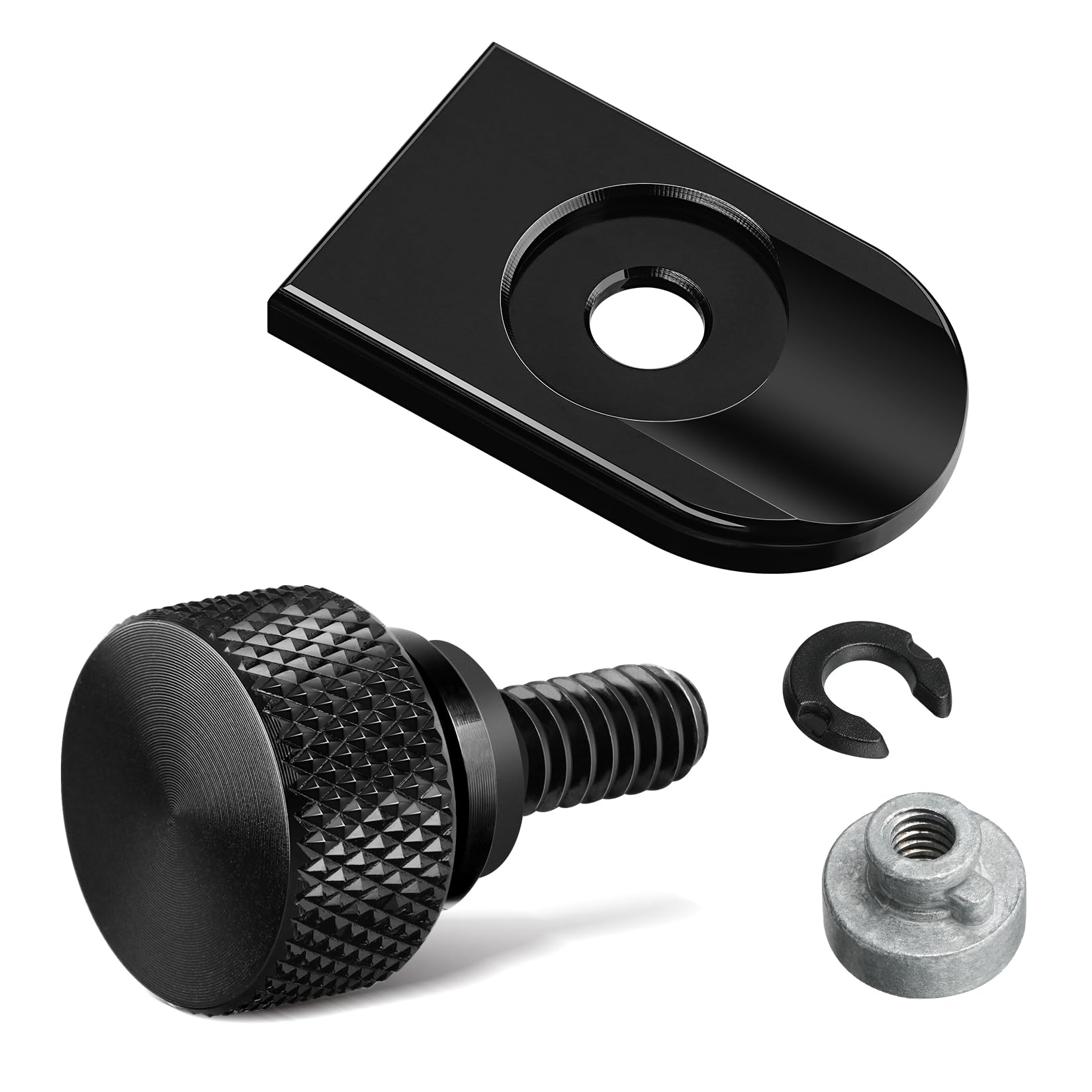 Amazicha Black Aluminum Fender Rear Seat Bolt Nut Tab Mount Knob Cover 1/4''-20 Thread Seat Screws Kit Compatible For Harley Dav