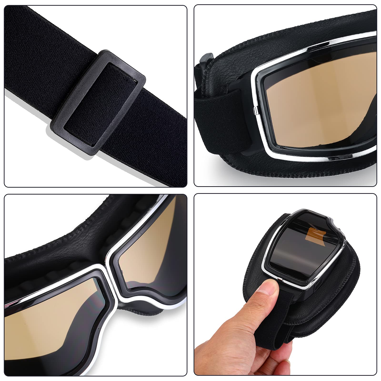 Frienda 2 Pieces Motorcycle Goggles Vintage Pilot Style Cruiser Scooter Goggle Outdoor Sand Goggles Atv Anti-scratch Dust Glasse
