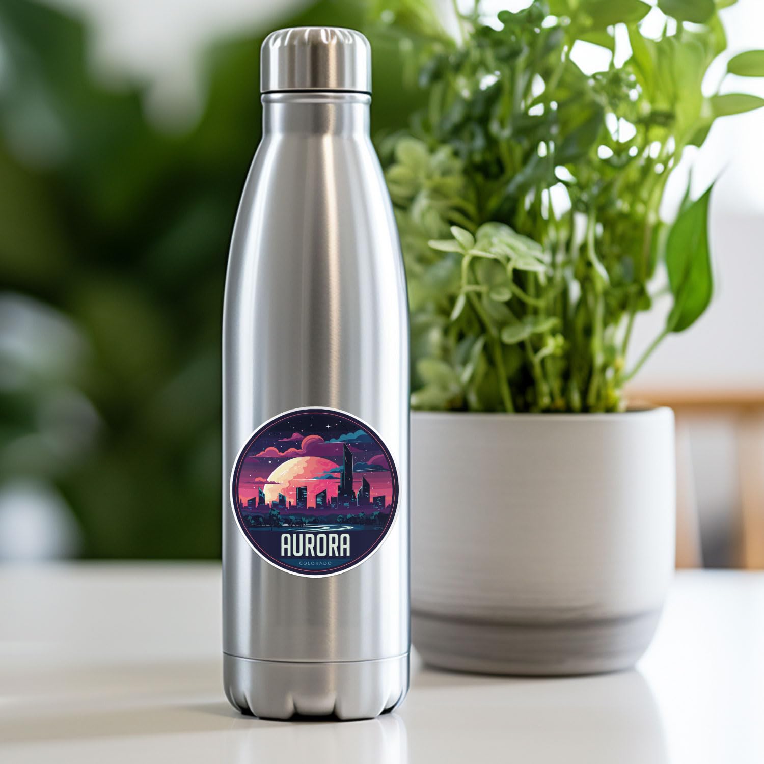 Aurora City Sticker - Waterproof Vinyl Decal for Car Bumper, Laptop, Water Bottle, Wall, and Window, Size - 5'' Longer Side