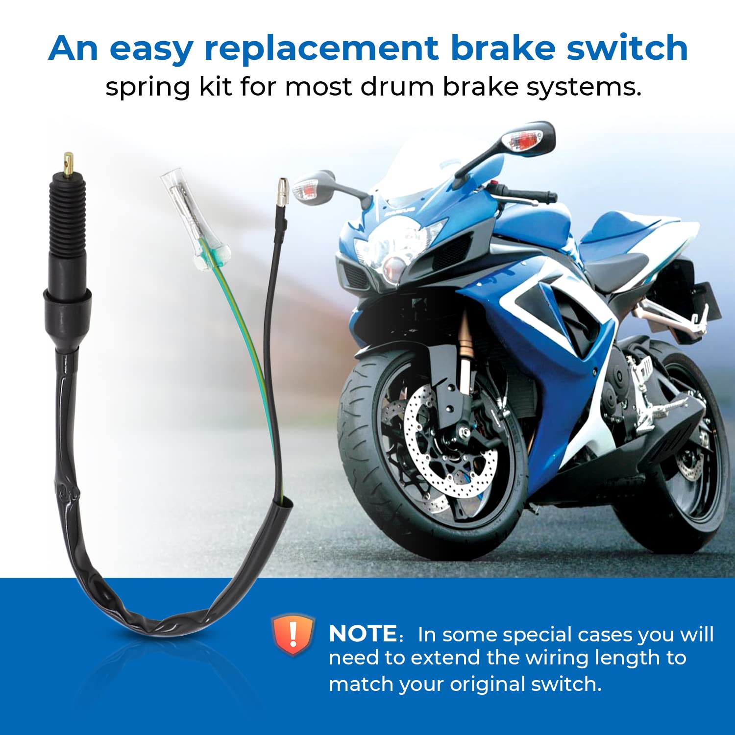 Alpha Rider Universal 2 Wire Rear Brake Light Switch Rear Brake Stop Light Switch for Honda Kawasaki Suzuki Yamaha & Most Motorc