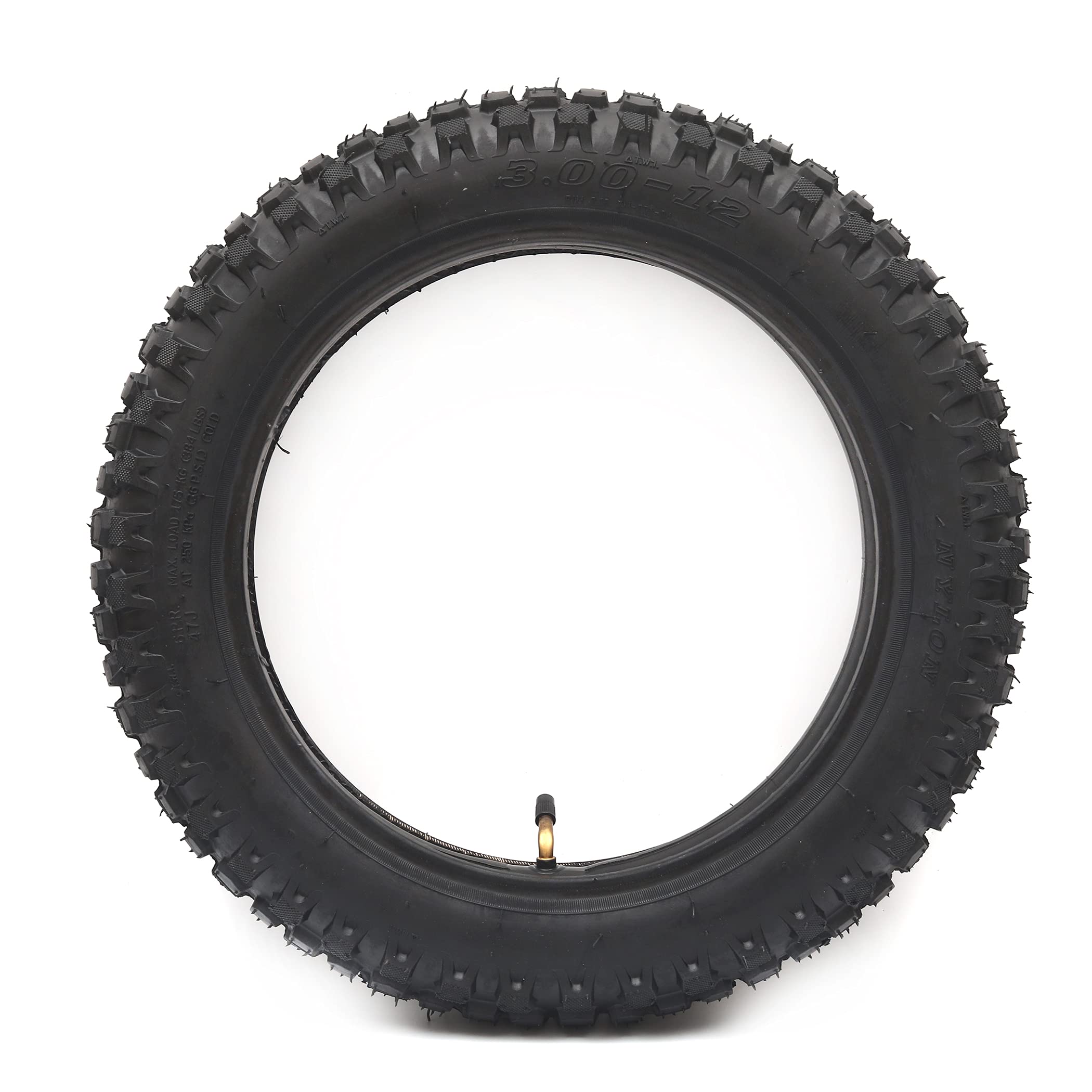 (1 Set) 3.00-12 Dirt Bike Tire And Inner Tube Set - Universal Replacement 80/200-12 Knobby Motocross Bike Tire And Tube For Honda Crf70F/Xr70, Yamaha Ttr 90, And More - With Vulcanized Tr87 Valve Stem