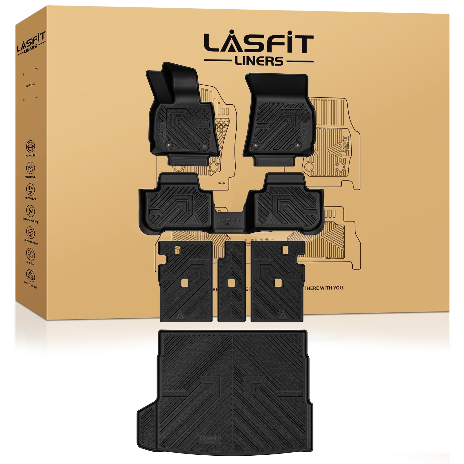 Lasfit Floor Mats & Cargo & Backrest Mats For Bmw X3 2025, Bmw X3 Accessories Custom Fit Tpe All Weather 1St & 2Nd Row Car Mats