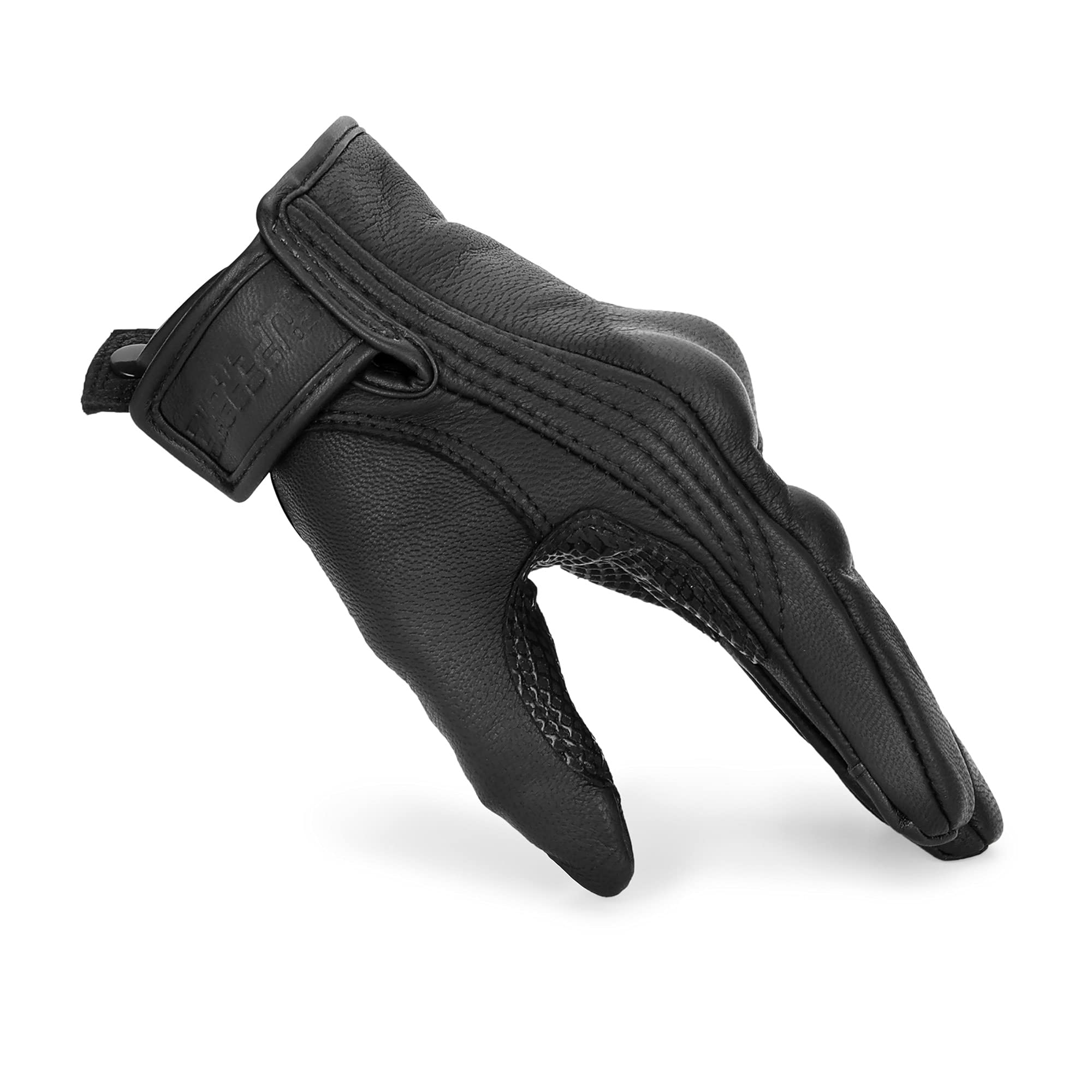 Women’ S Leather Motorcycle Gloves Touchscreen Ladies Motorbike Gloves (Black Leather,Non-Perforated M)