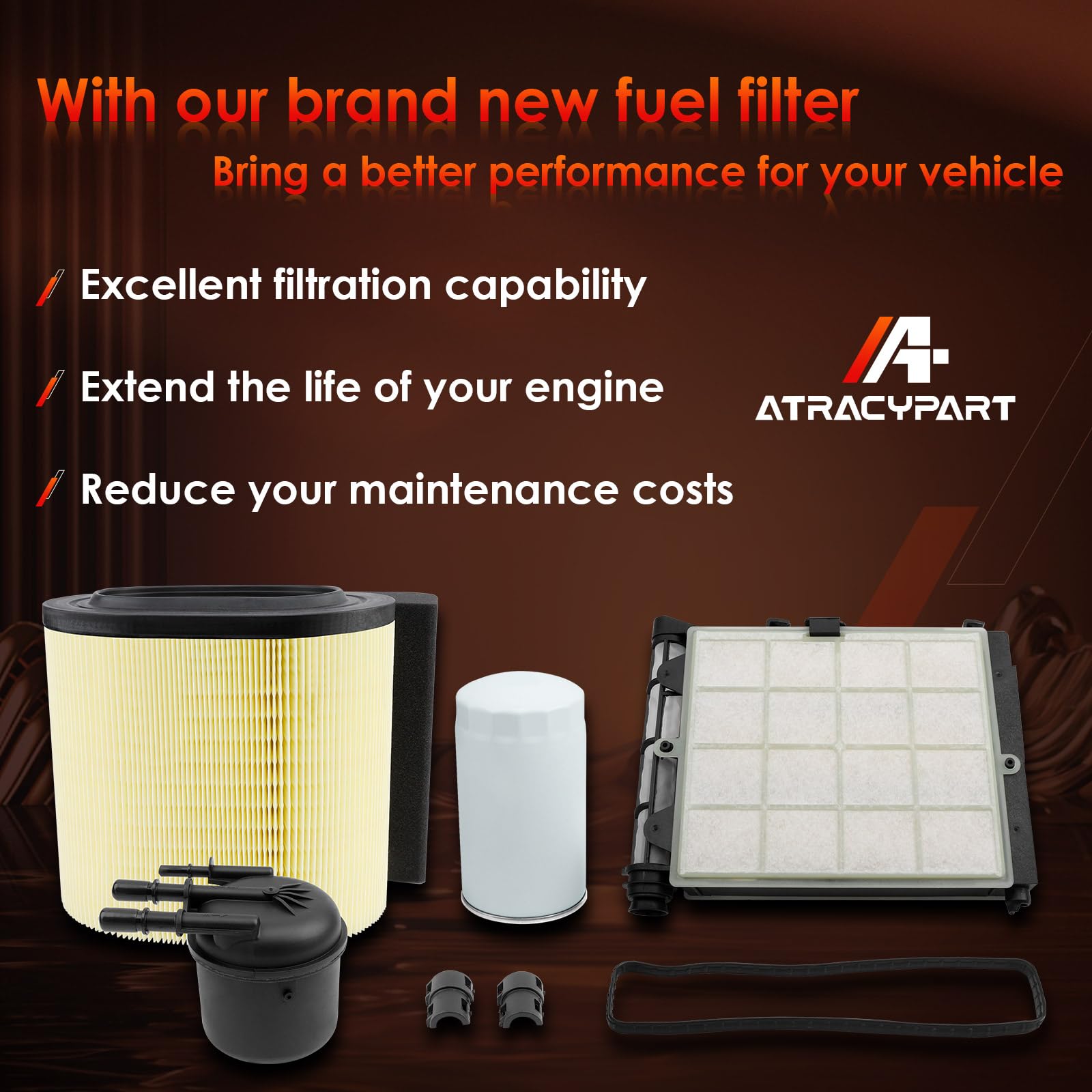 6.7L Powerstroke Diesel Filter Kit, Air Filter, Fuel Filter Element & Oil Filter, Compatible With 2017-2019 Ford F-250, F-350, F