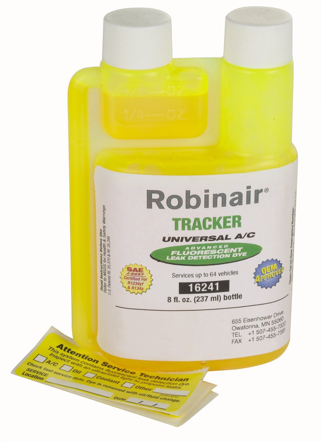 Robinair (16241) Tracker Universal A/C Fluorescent Dye  8 oz. Bottle, 64 Applications