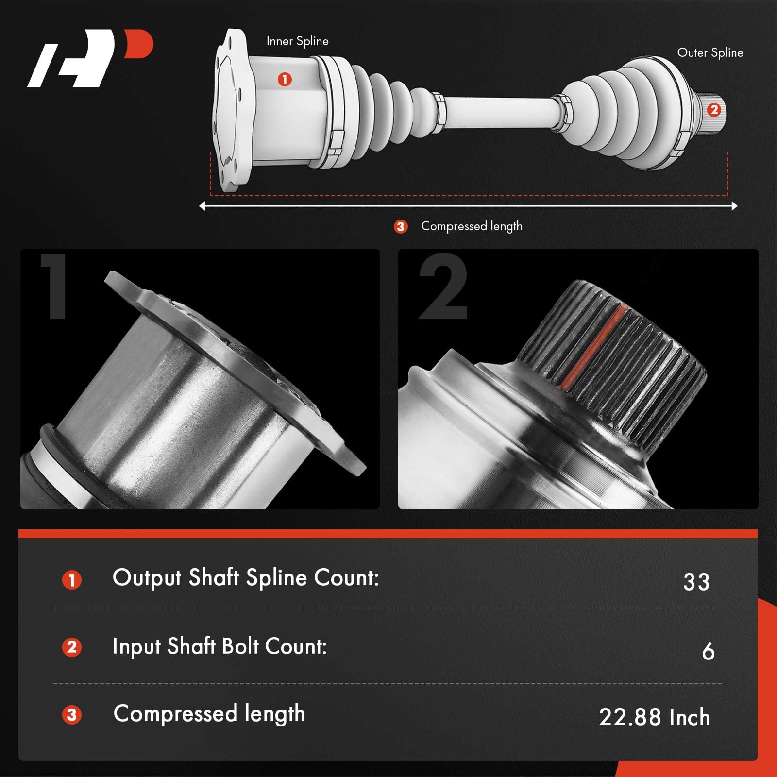 A-Premium Pair (2) Front Cv Axle Shaft Assembly Compatible With Chevy Silverado 1500 07-20 Tahoe Suburban, Gmc Sierra 1500 07-20