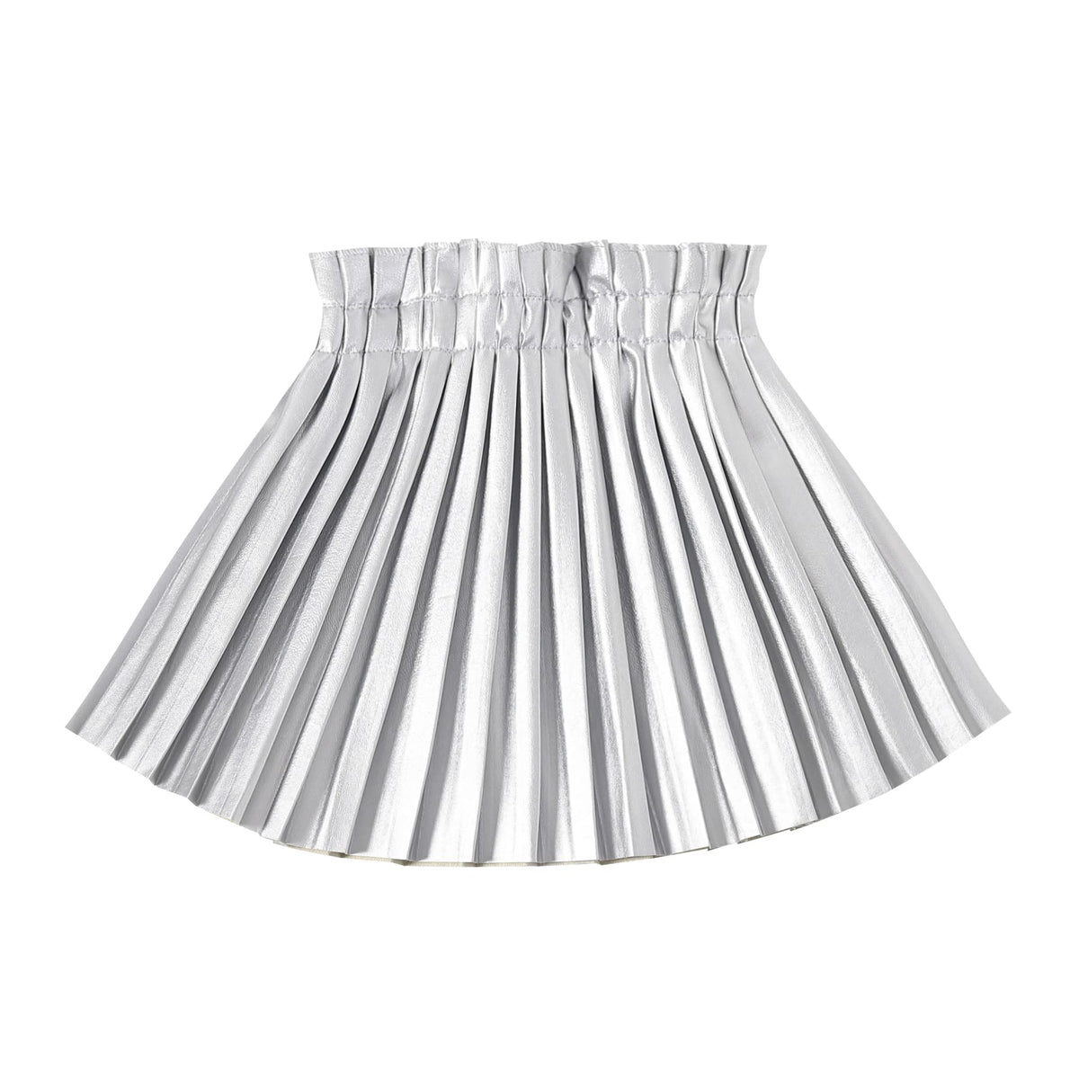 Welaken Pu Leather Skirts For Girls Kids  Teen  Toddler  Women Faux Leather Pleated Skirts,Silver,14 Years