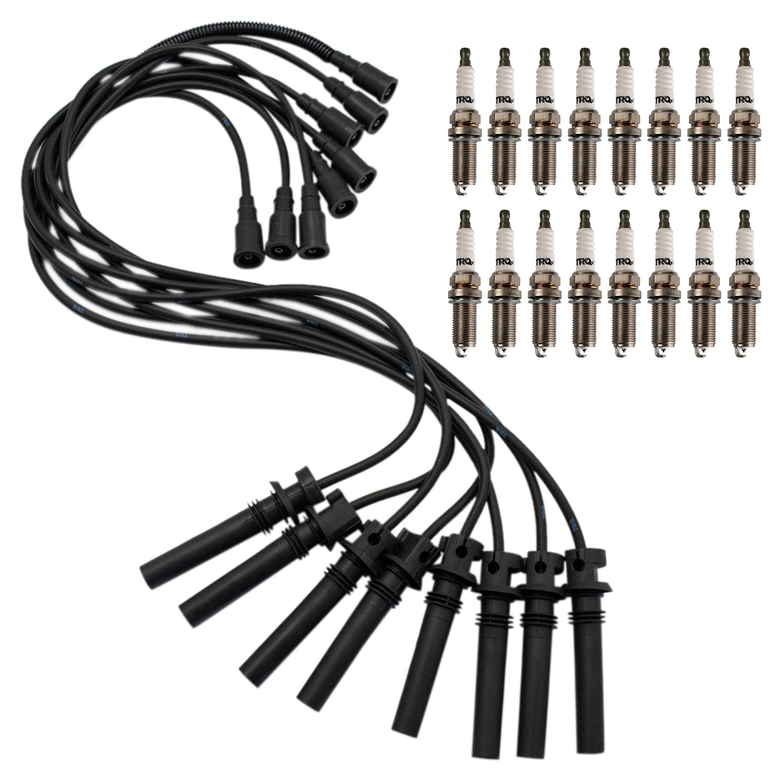TRQ Ignition Kit Spark Plugs Wire Set Compatible with 2004-2005 Dodge Durango 2003-2005 Ram 1500 Ram 2500 Ram 3500